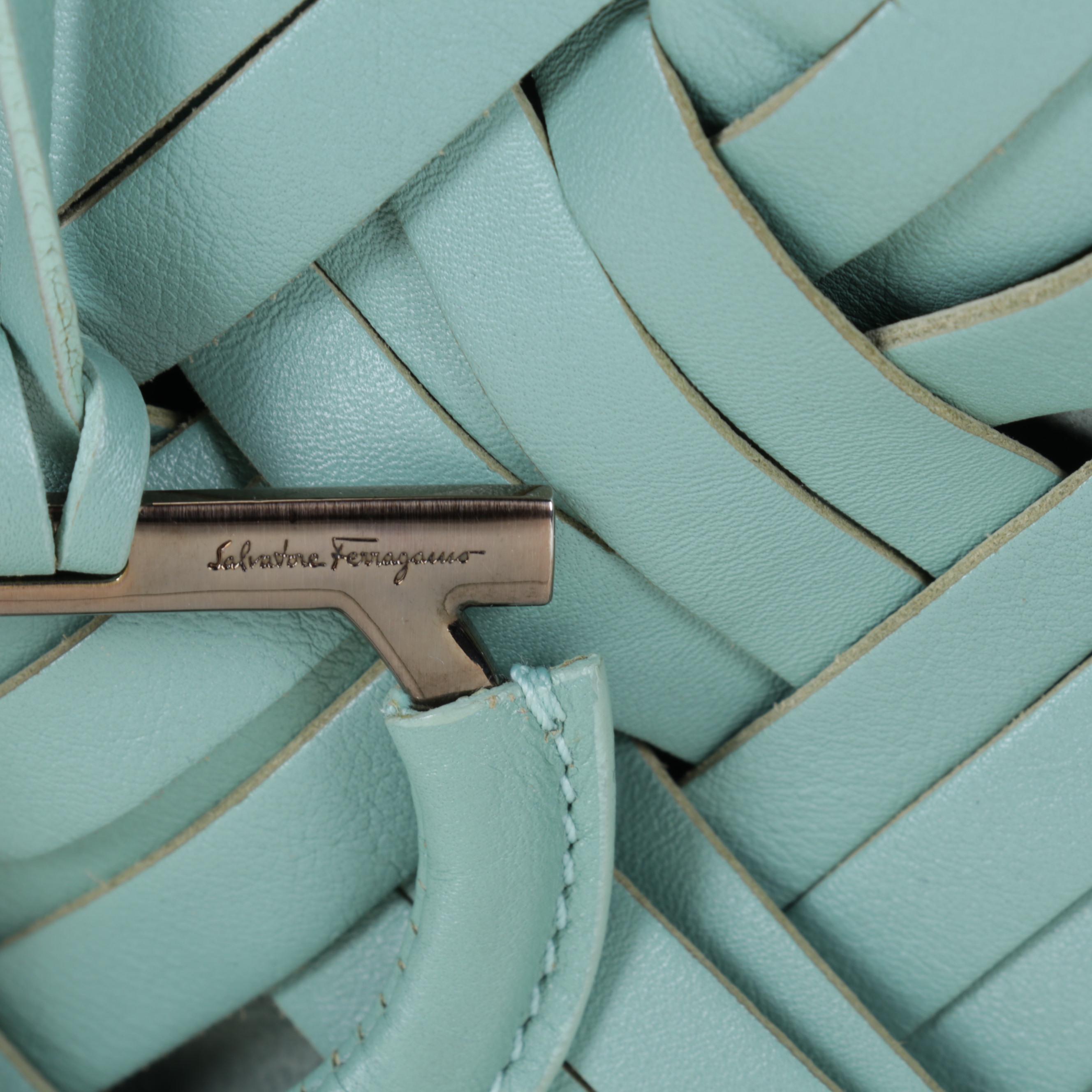 Salvatore Ferragamo Jade Basket Weave Leather Handbag
