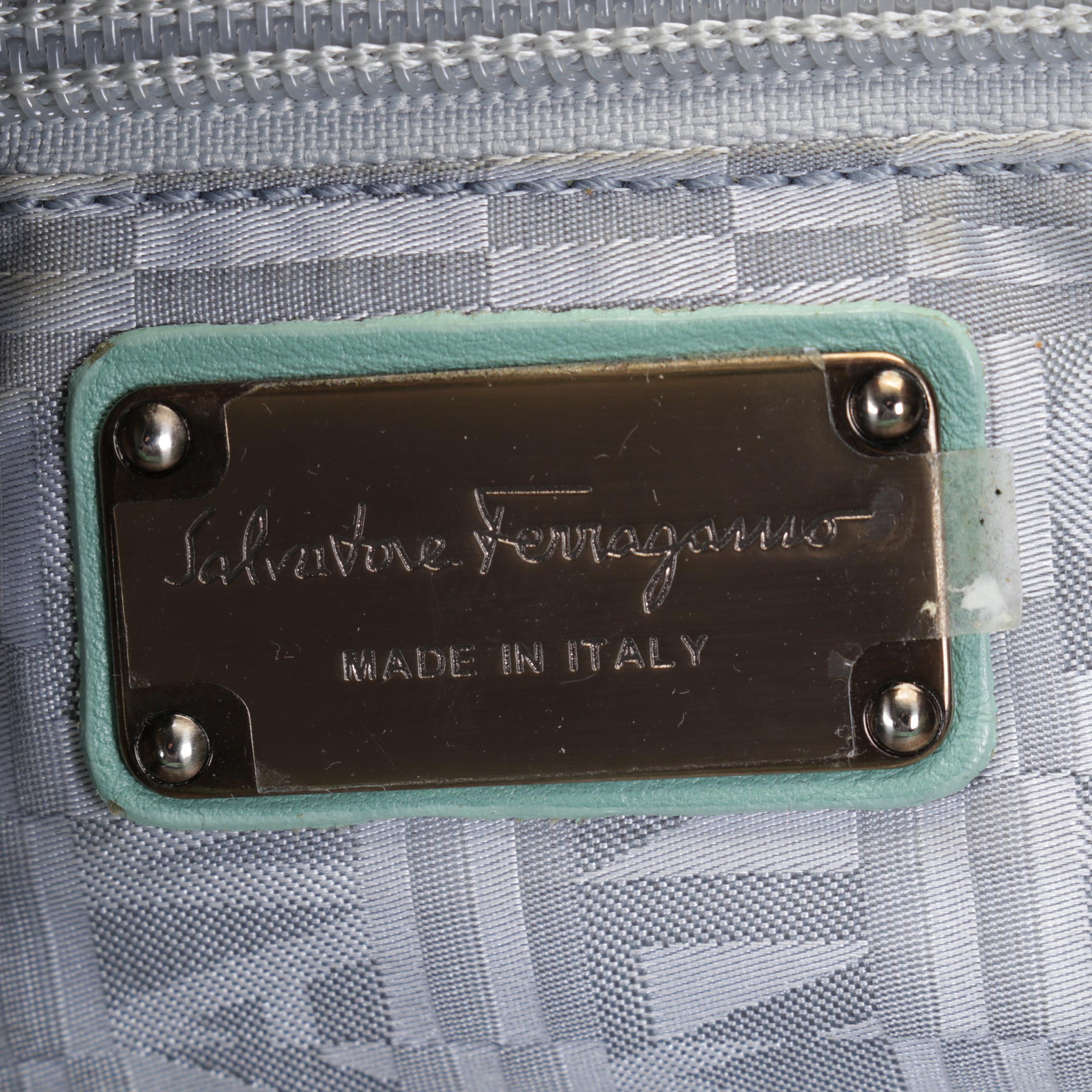 Salvatore Ferragamo Jade Basket Weave Leather Handbag