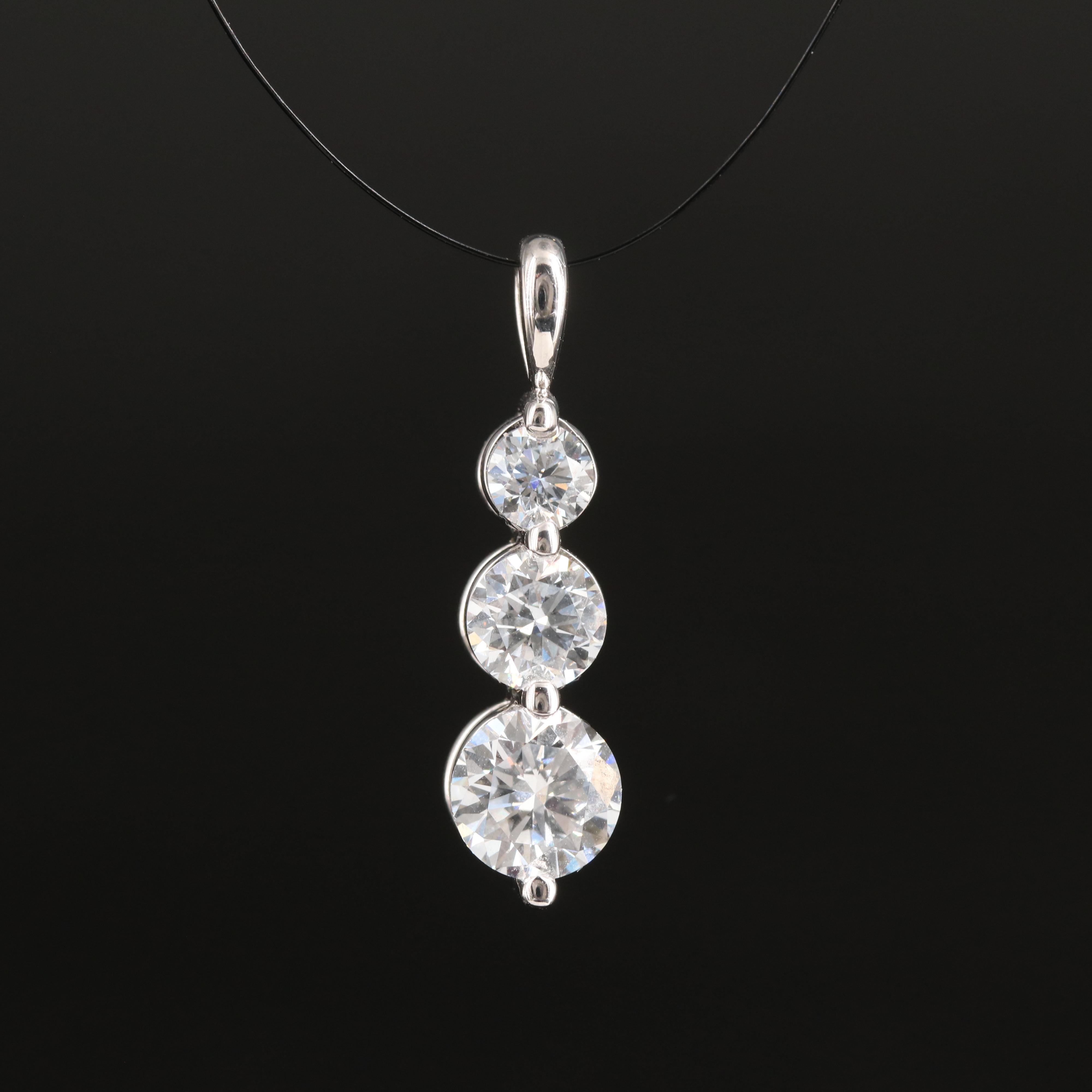 14K 1.50 CTW Lab Grown Diamond Three Stone Pendant