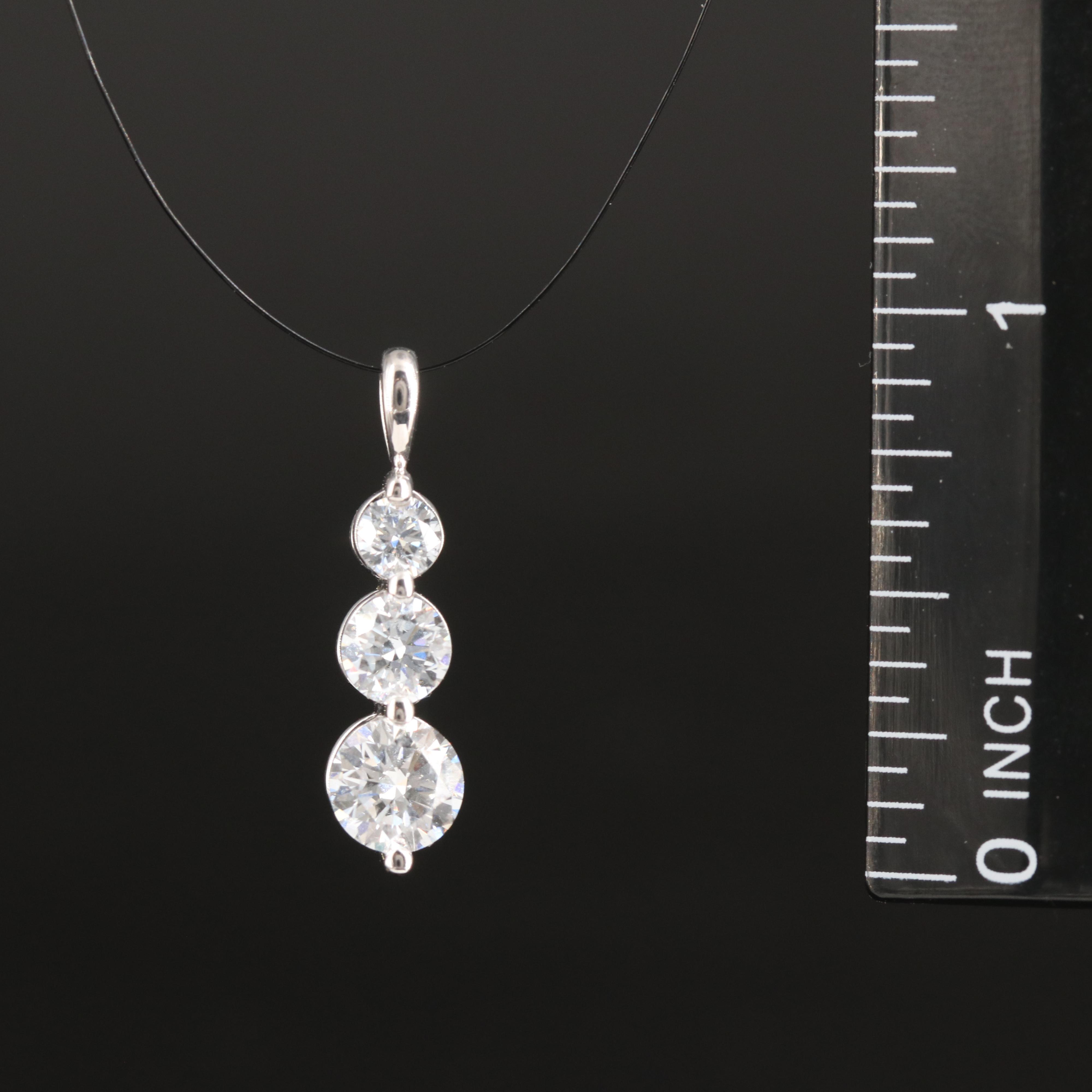 14K 1.50 CTW Lab Grown Diamond Three Stone Pendant