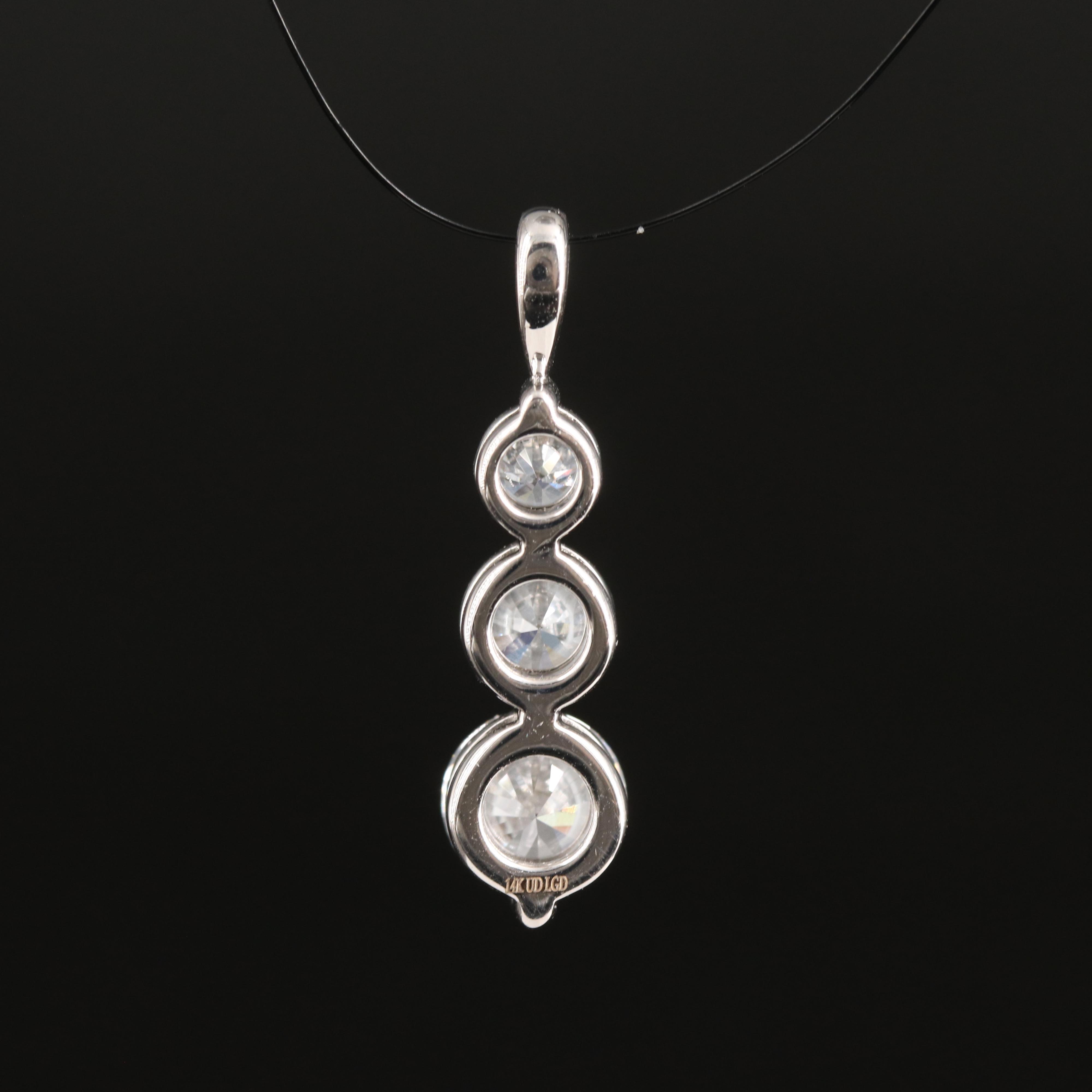 14K 1.50 CTW Lab Grown Diamond Three Stone Pendant