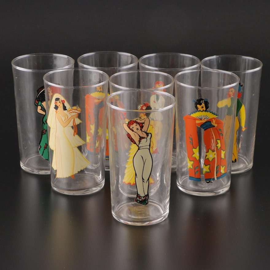 Libbey Peek-A-Boo Glass Tumblers, Mid-20th Century