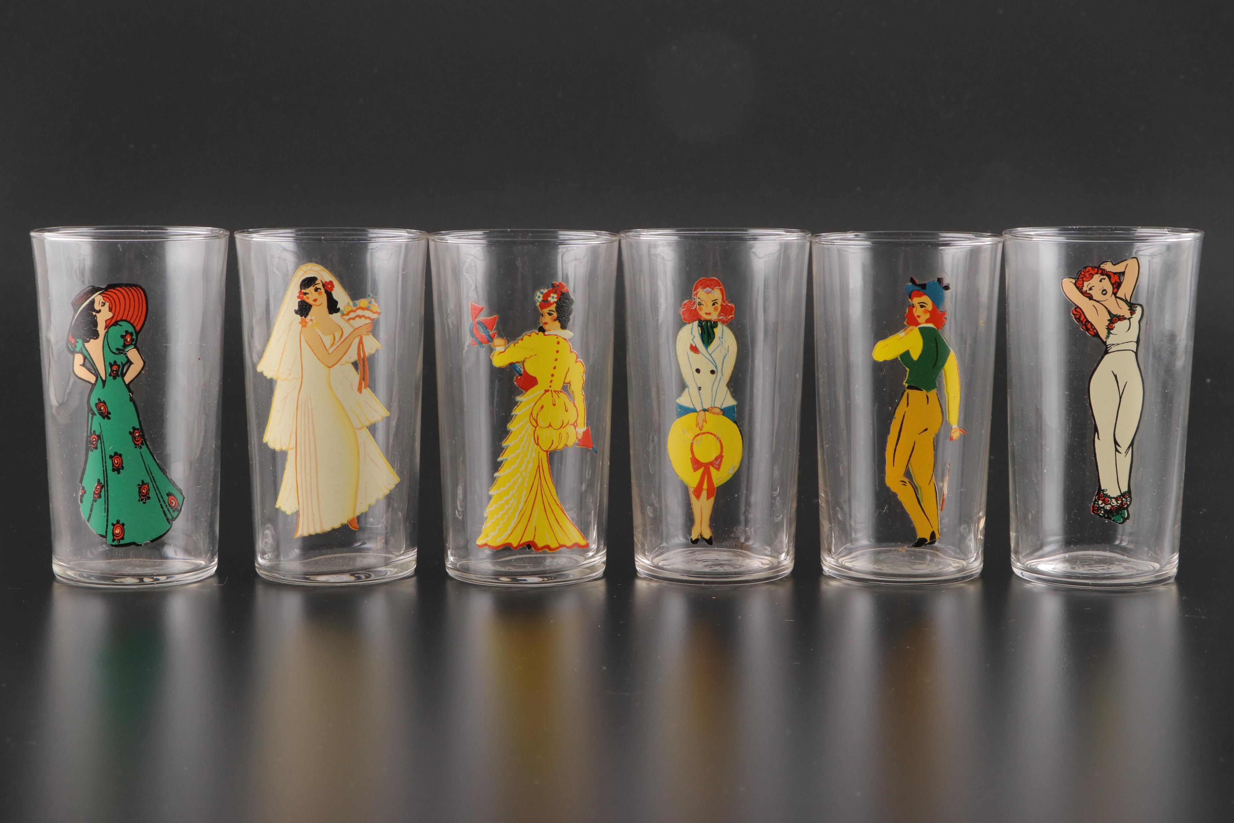 Libbey Peek-A-Boo Glass Tumblers, Mid-20th Century