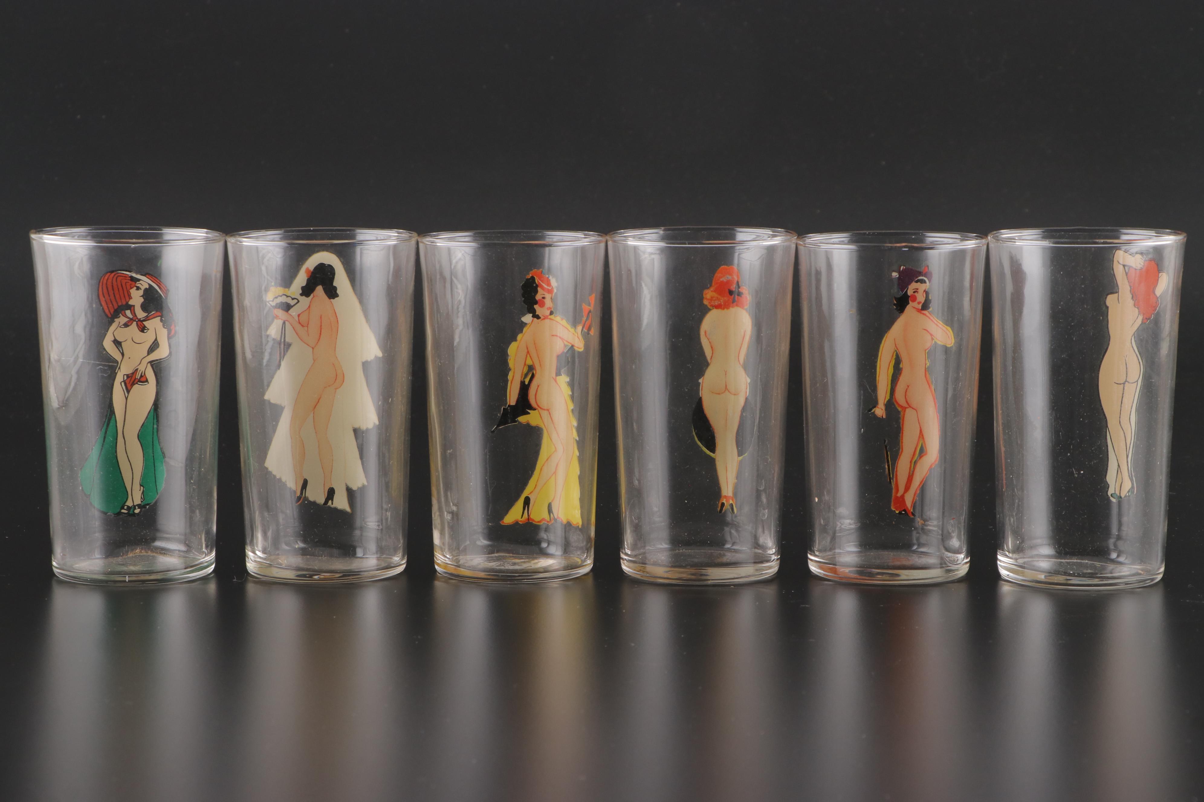 Libbey Peek-A-Boo Glass Tumblers, Mid-20th Century