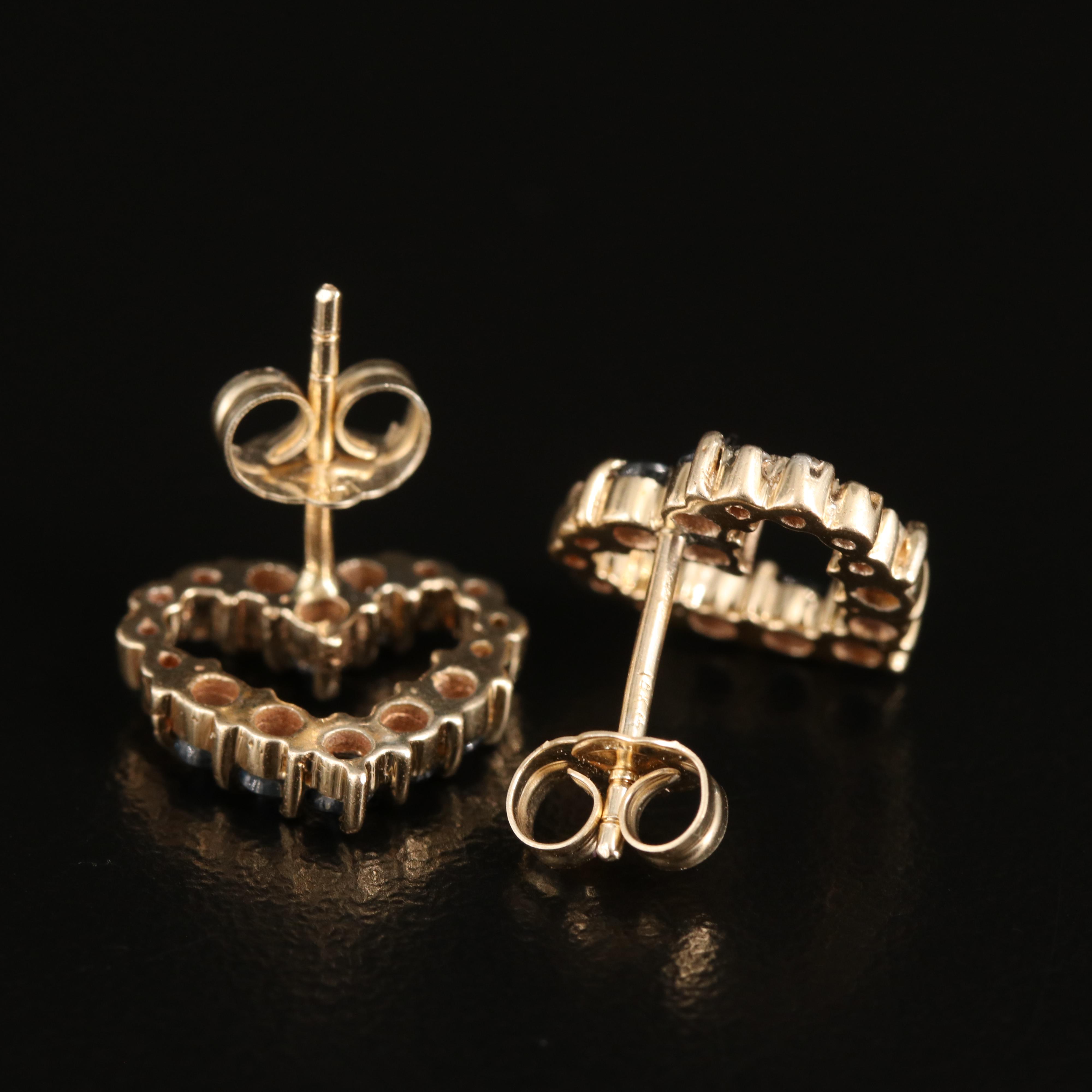 14K Diamond and Sapphire Heart Earrings