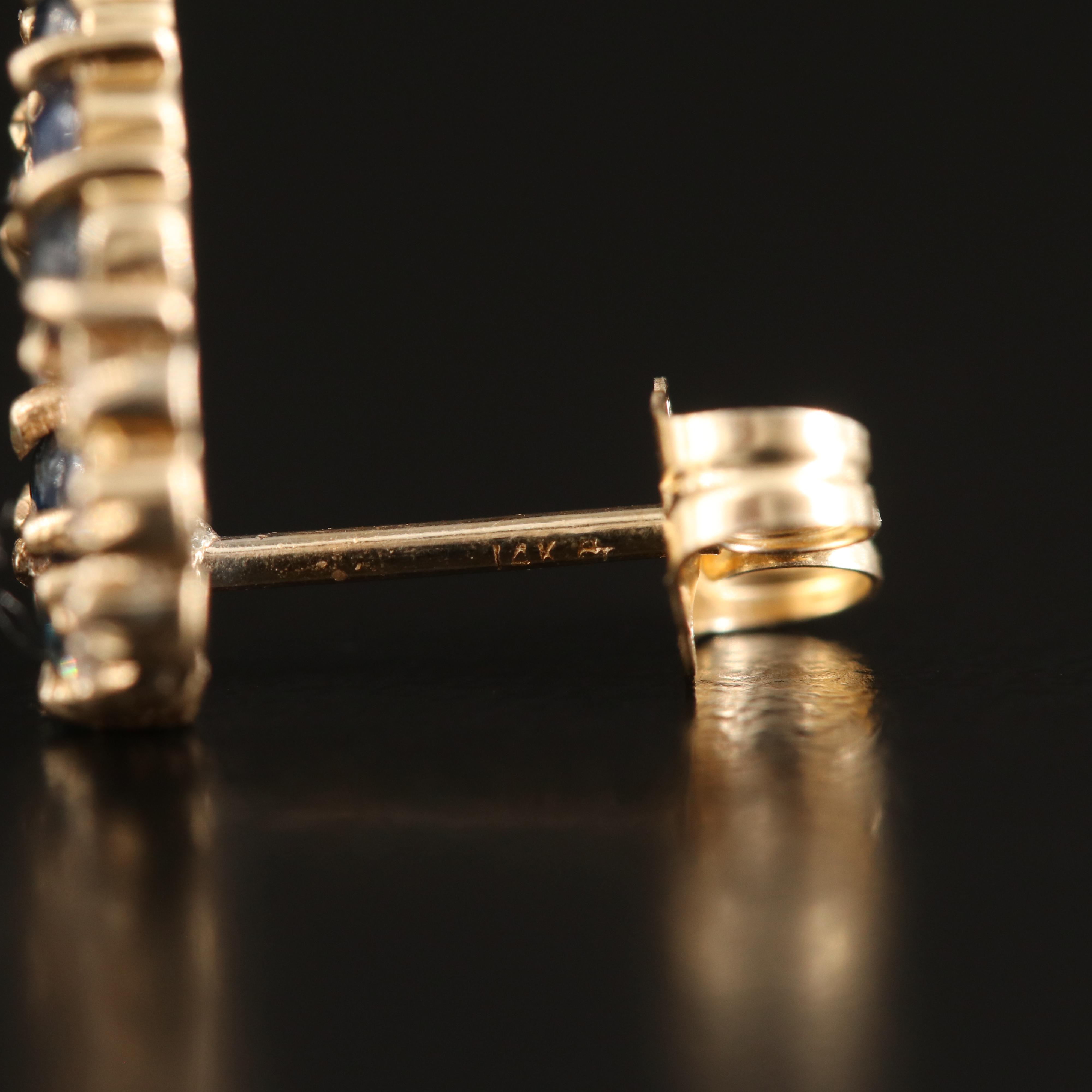 14K Diamond and Sapphire Heart Earrings