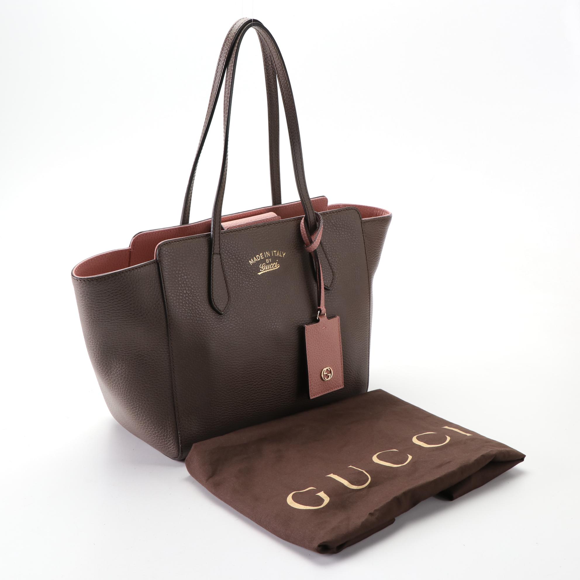 Gucci Medium Swing Shoulder Tote in Grainy Calfskin Leather