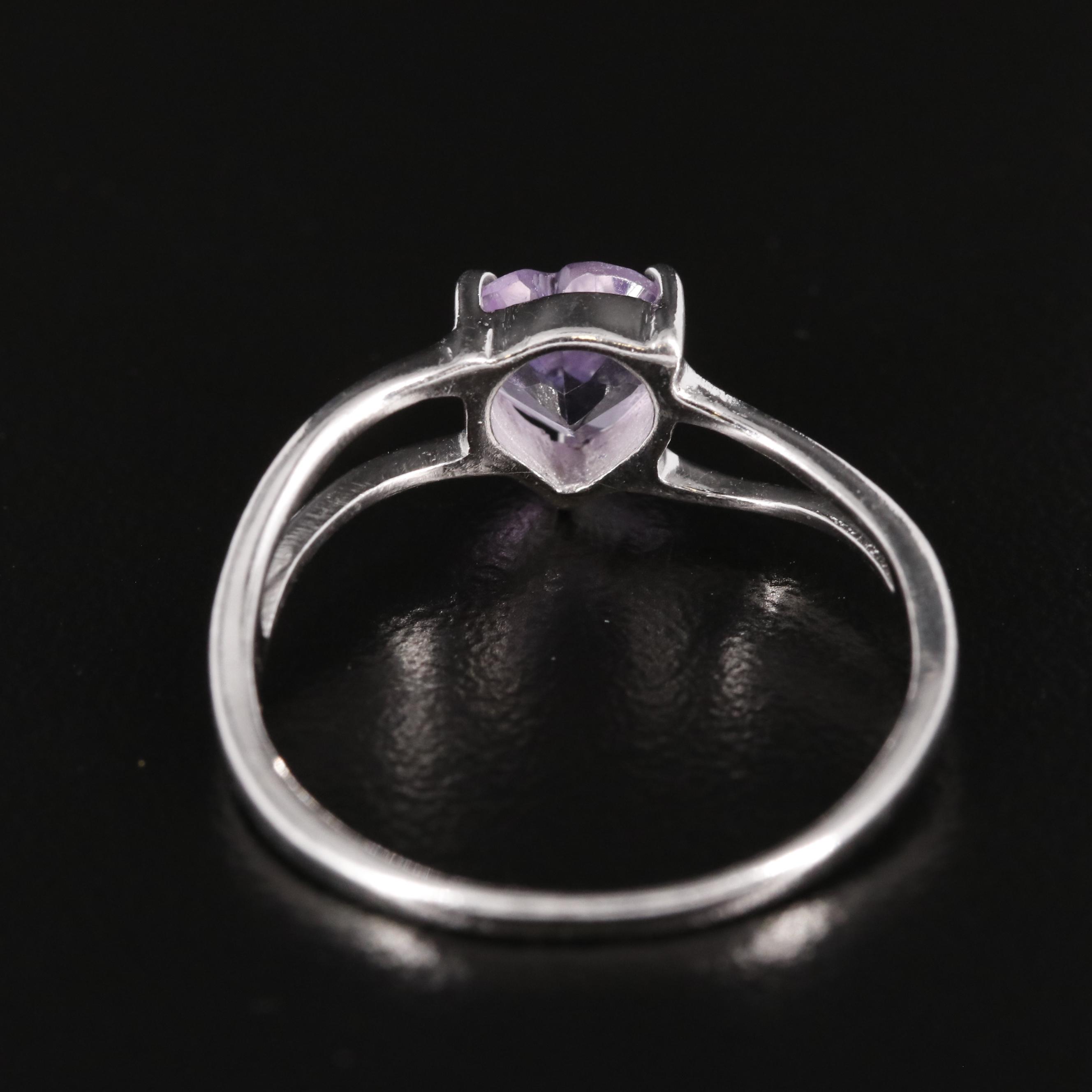 Sterling Amethyst Solitaire Ring