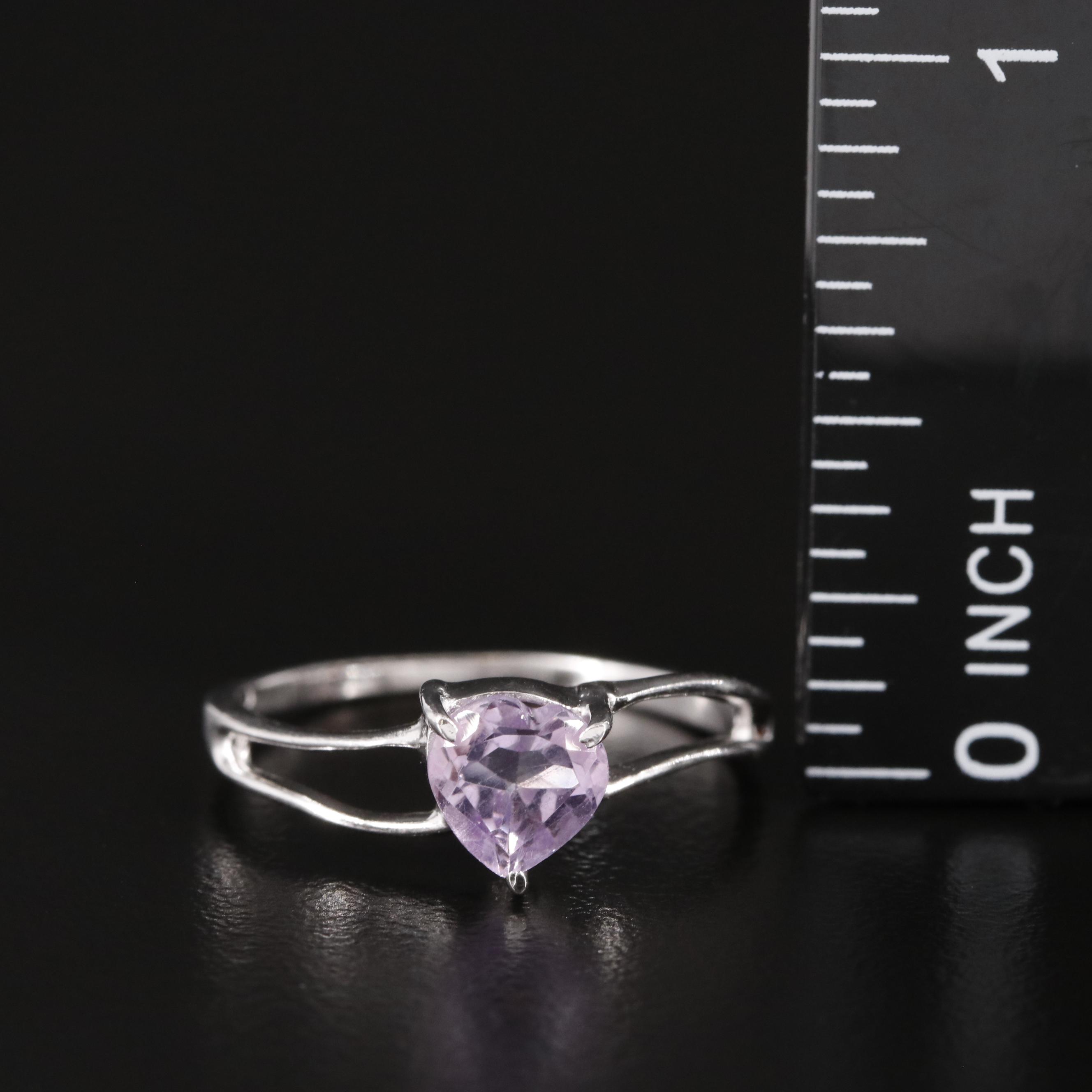 Sterling Amethyst Solitaire Ring