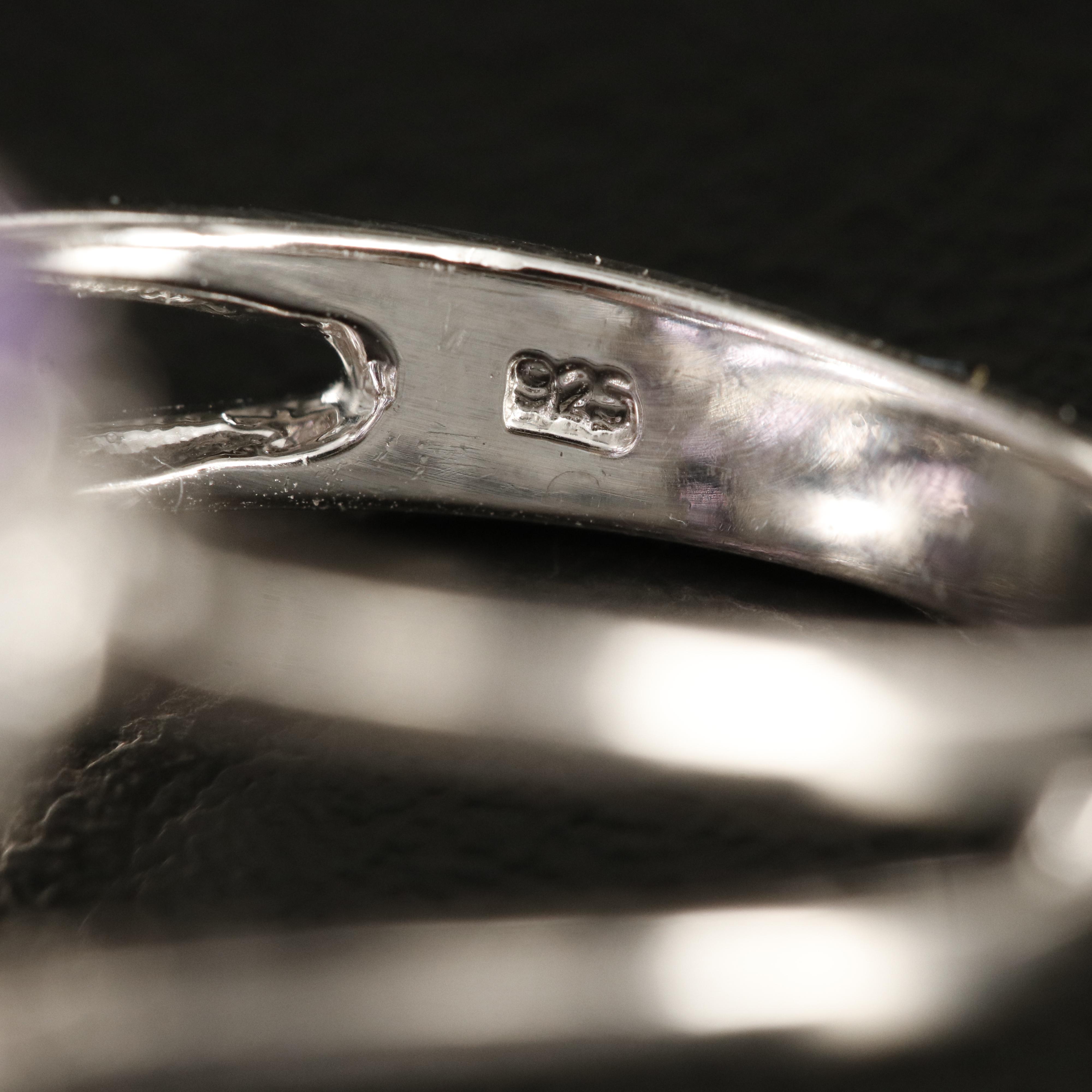 Sterling Amethyst and Aquamarine Floral Cluster Ring