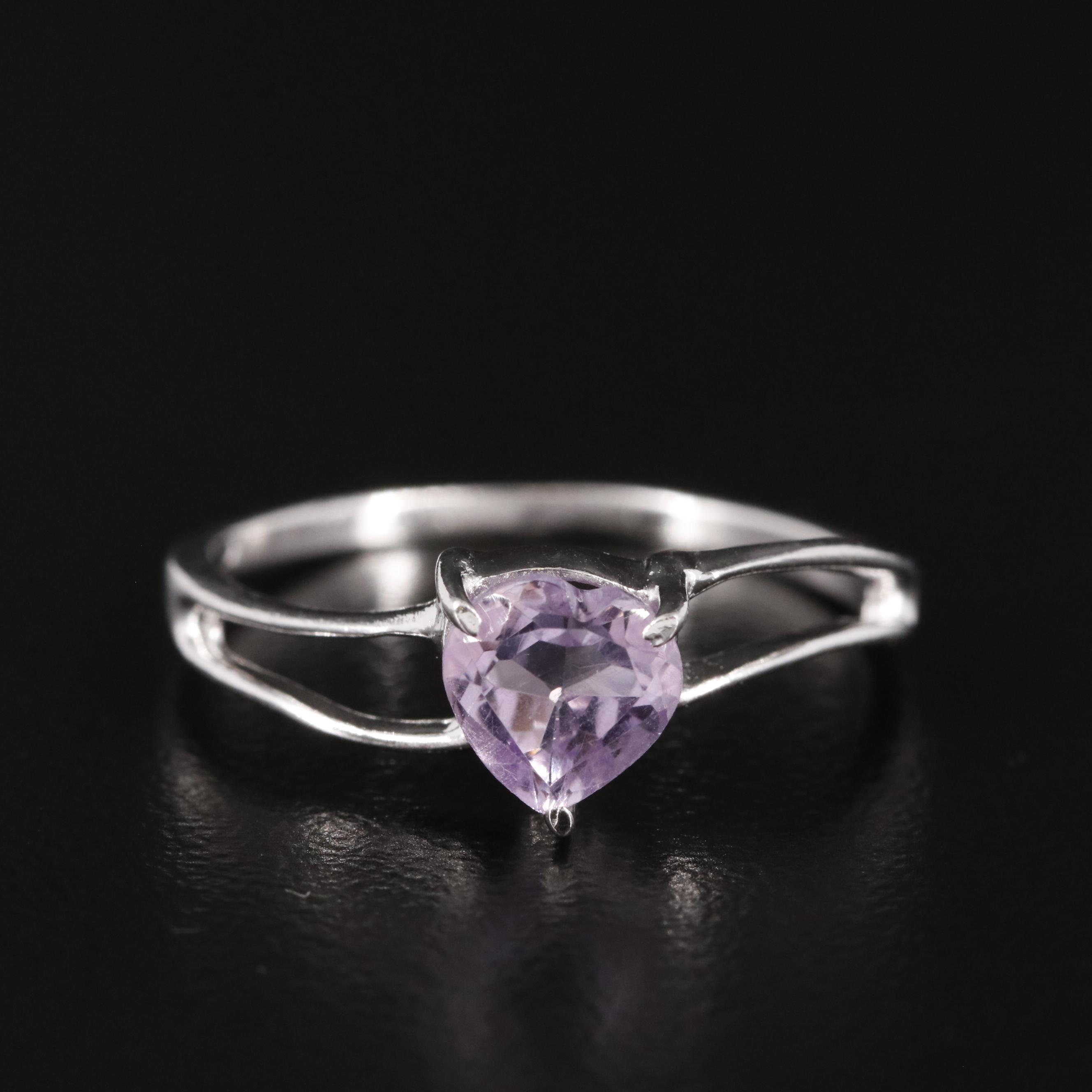 Sterling Amethyst Solitaire Ring