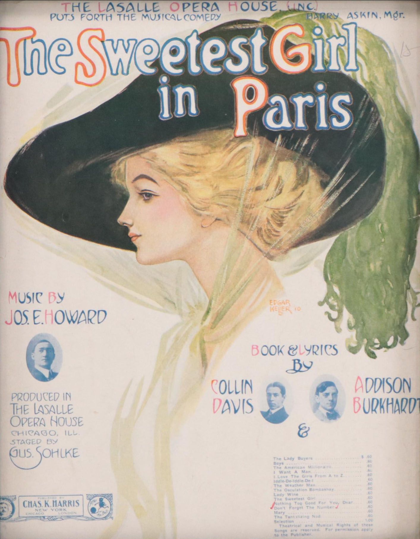 Letterpress Halftone Opera Advertisement "The Sweetest Girl in Paris"