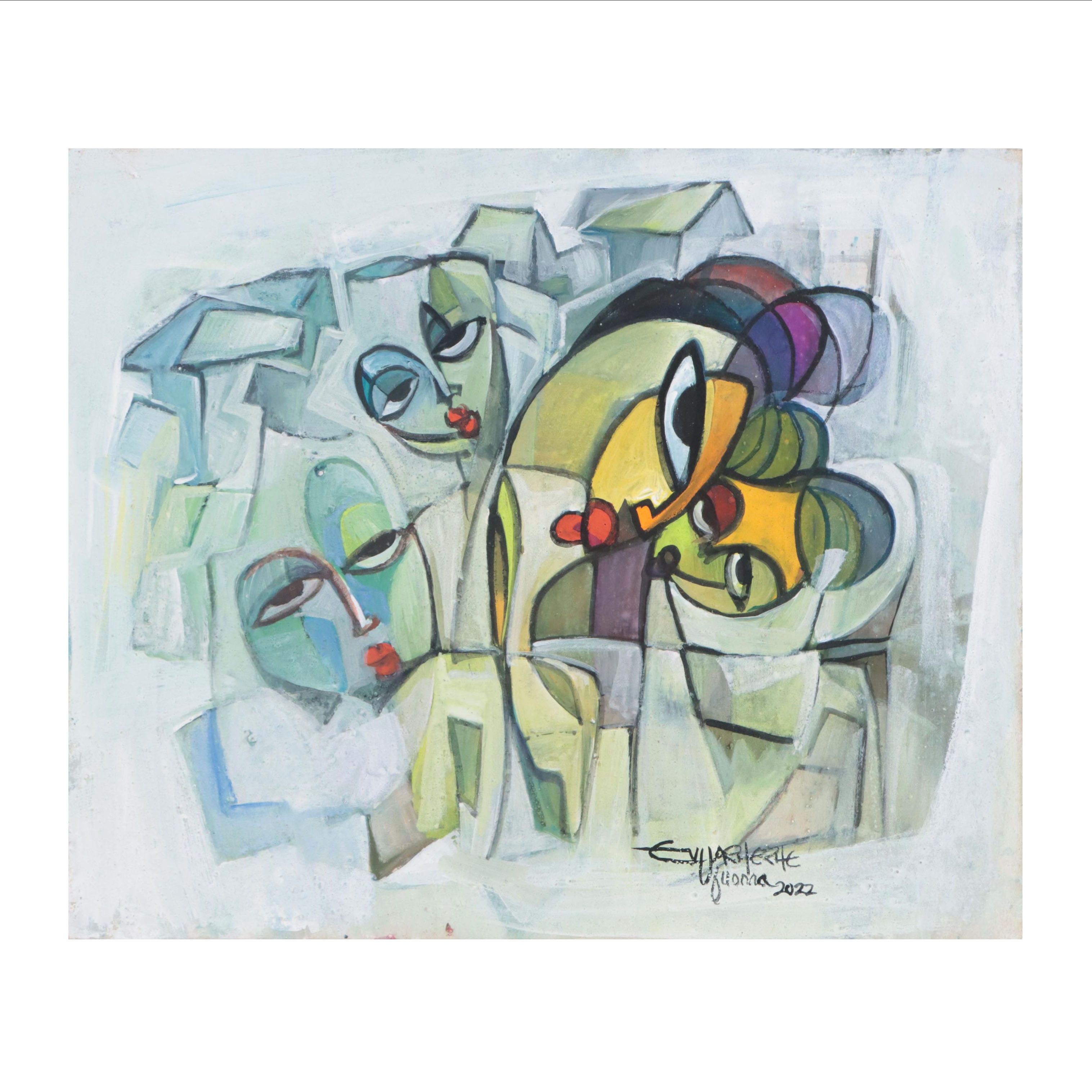 Ufuoma Evuarherhe Acrylic Painting "Friendship," 2021-2022