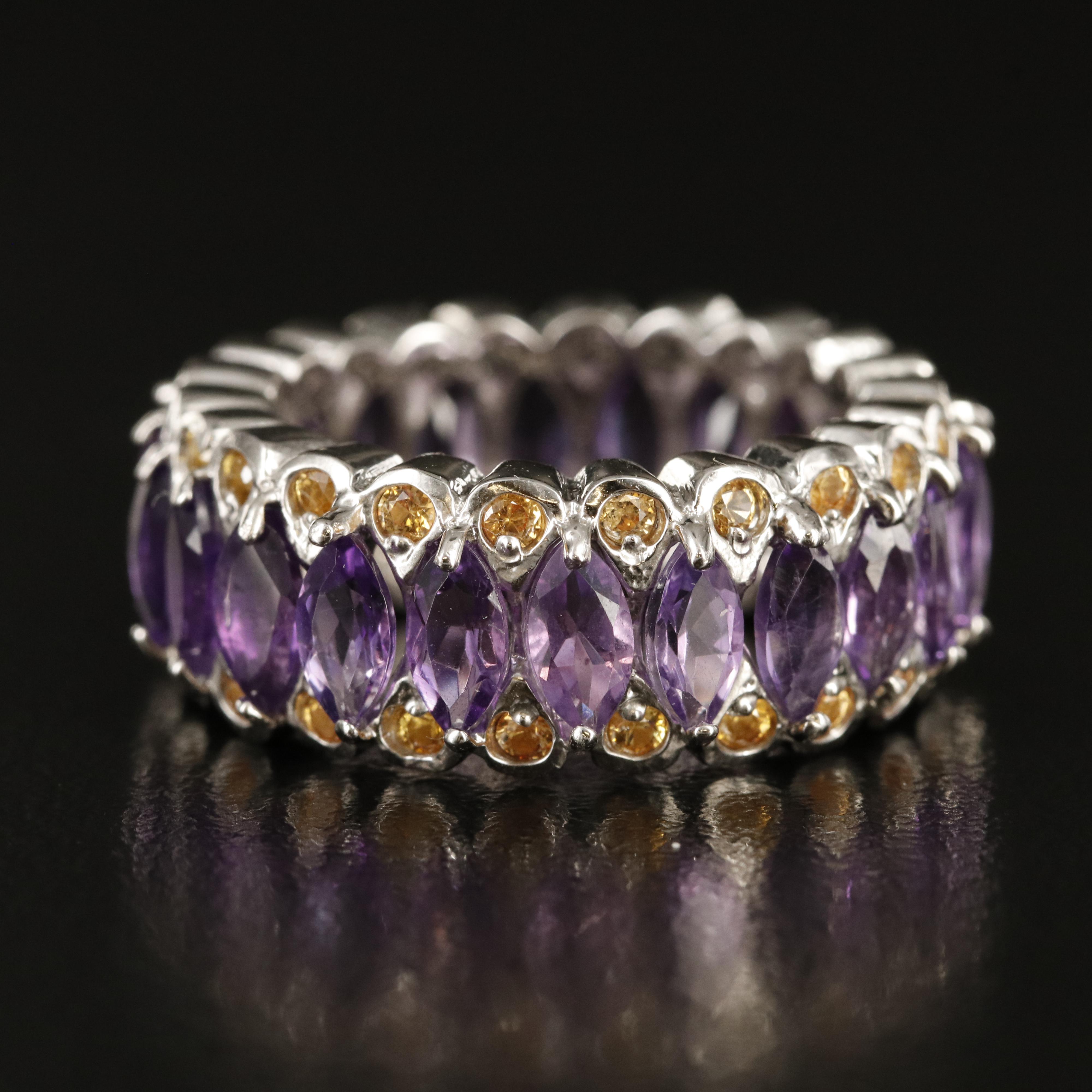 Sterling Amethyst and Sapphire Eternity Band