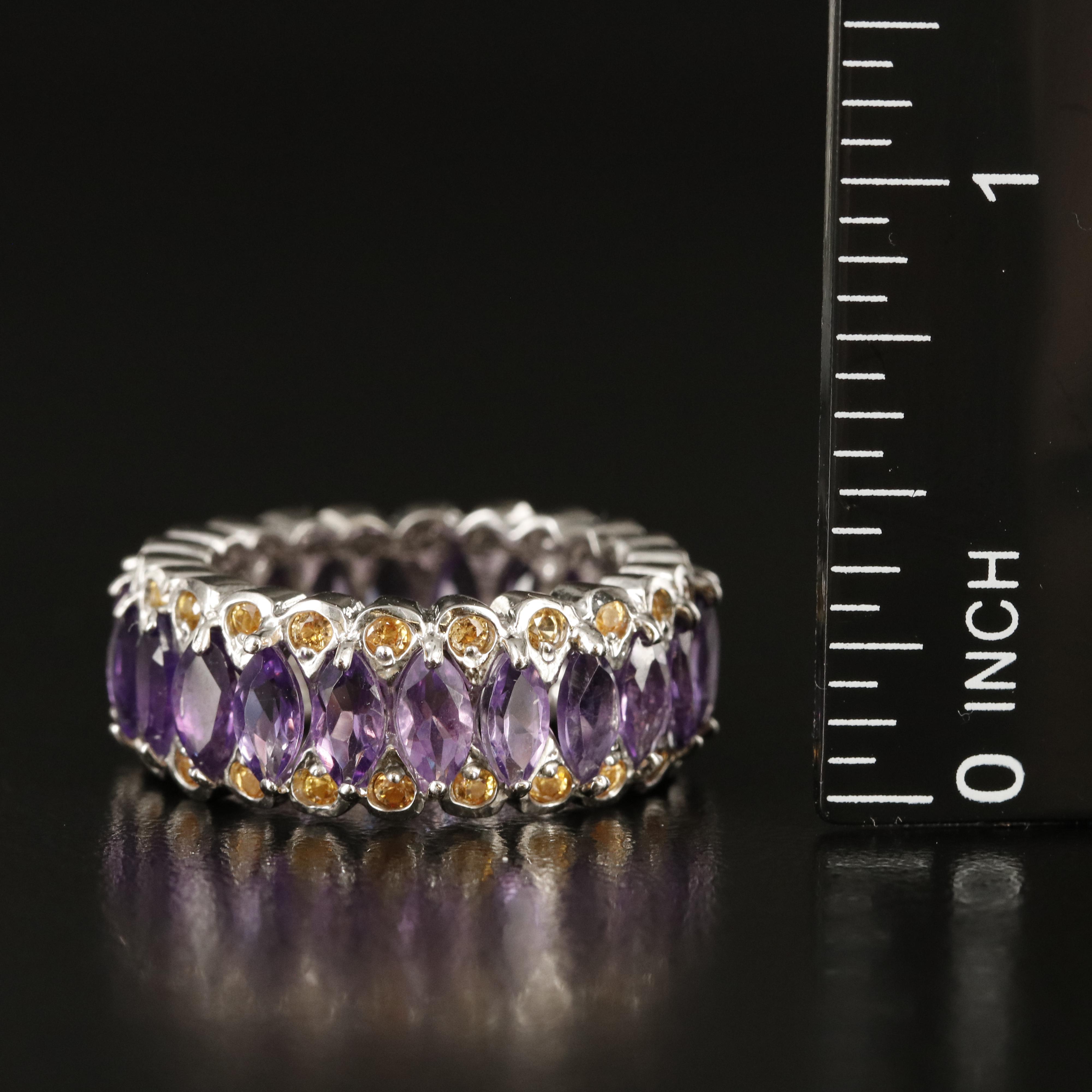 Sterling Amethyst and Sapphire Eternity Band