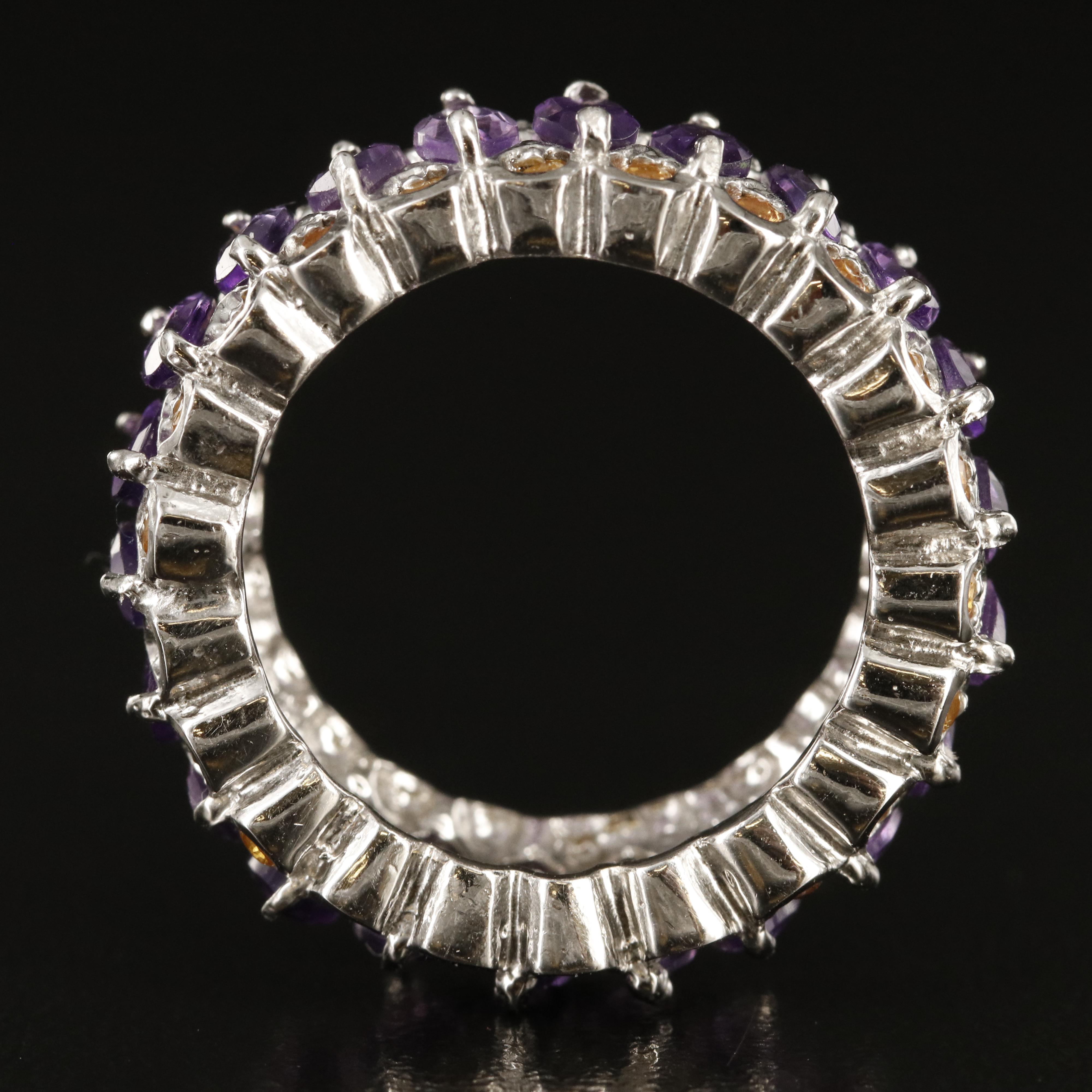 Sterling Amethyst and Sapphire Eternity Band
