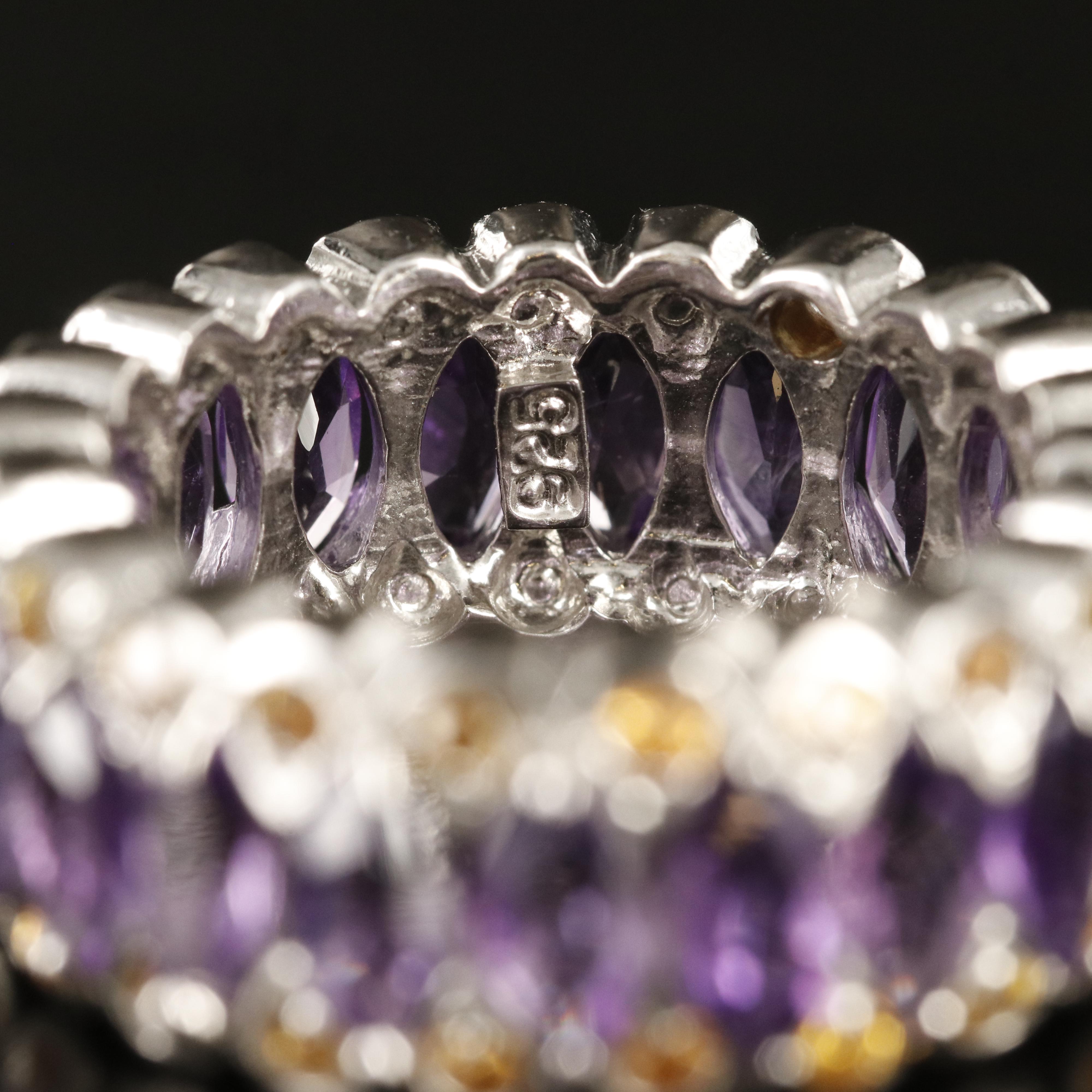 Sterling Amethyst and Sapphire Eternity Band