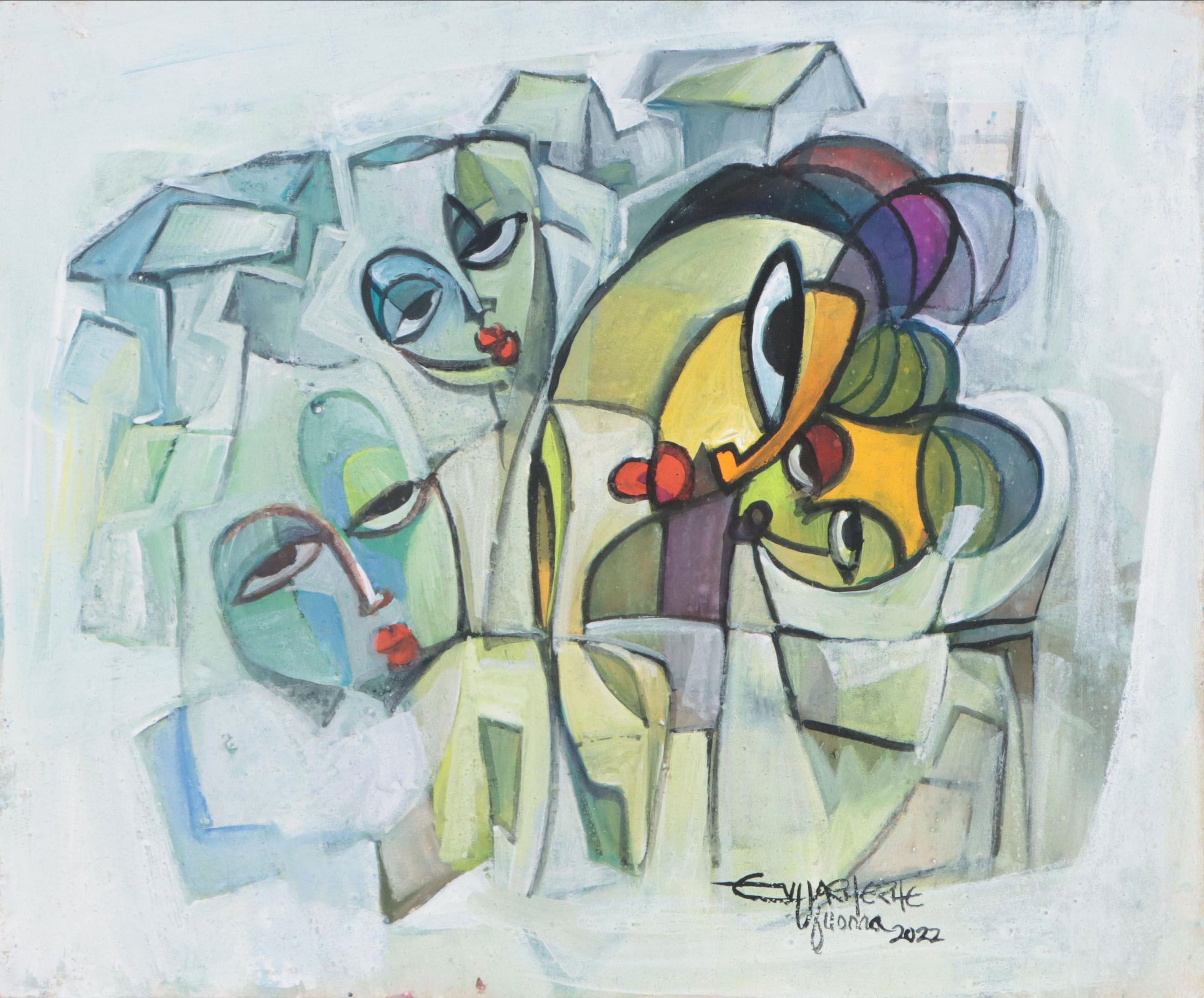 Ufuoma Evuarherhe Acrylic Painting "Friendship," 2021-2022