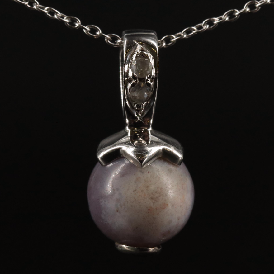 Sterling Chalcedony  and White Topaz Pendant Necklace