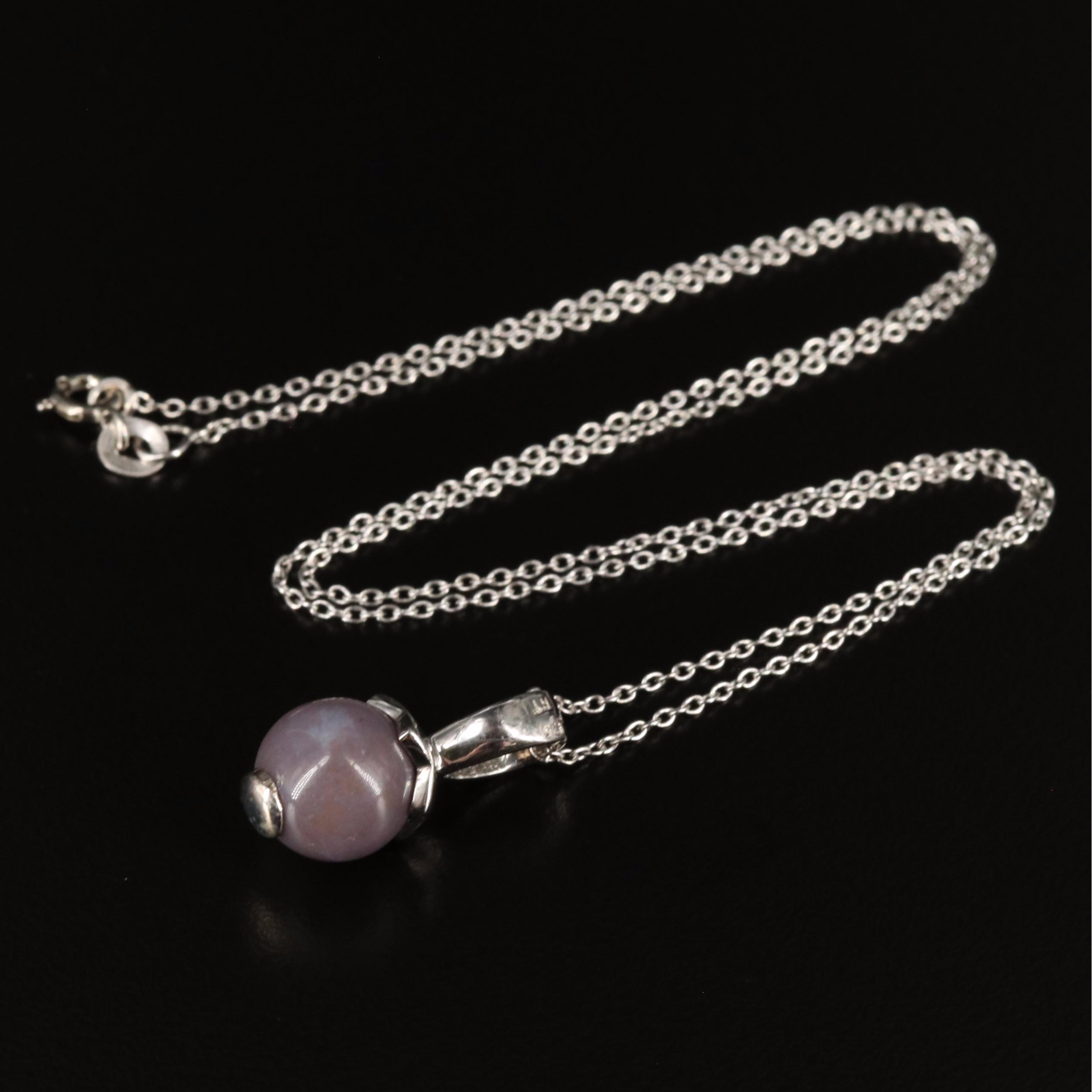 Sterling Chalcedony  and White Topaz Pendant Necklace