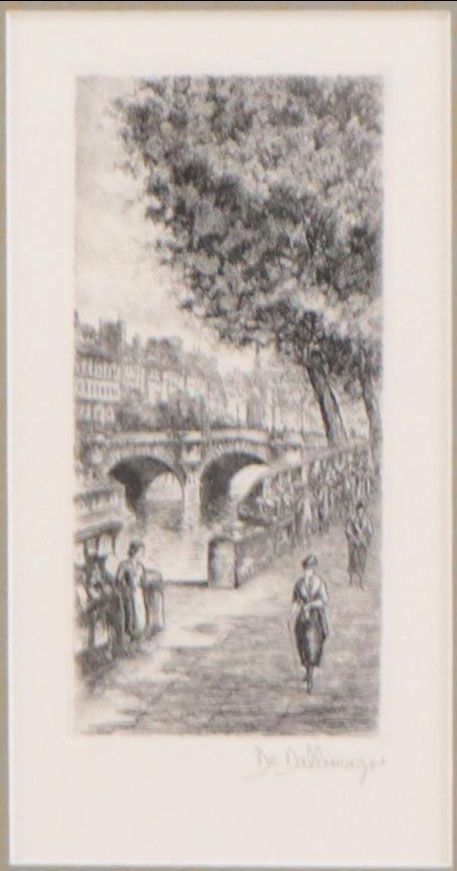 Paris Cityscape Etching After Aimé Edmond Dallemagne