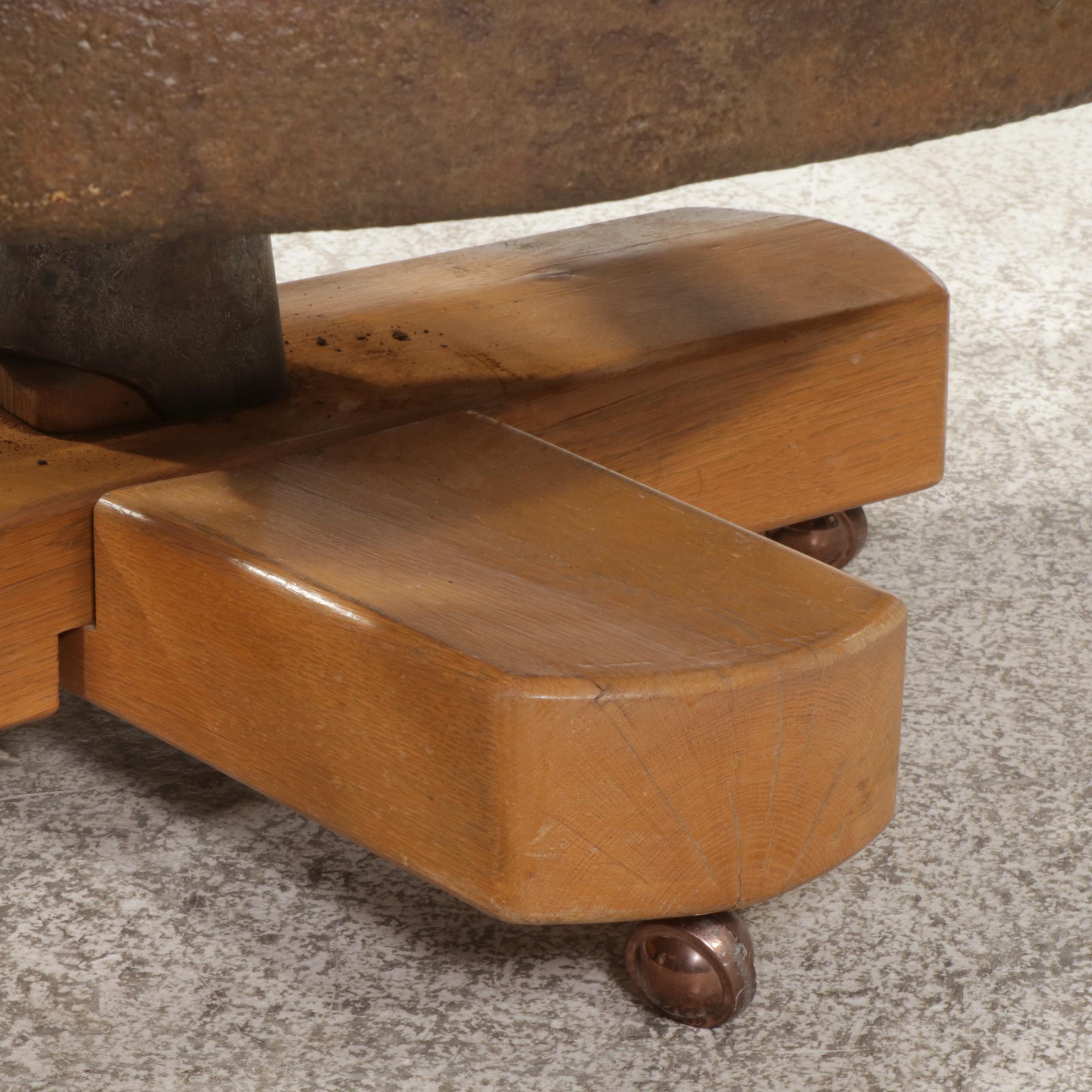 Wagon Wheel Cocktail Table with Two Southwestern Style Director's Chairs