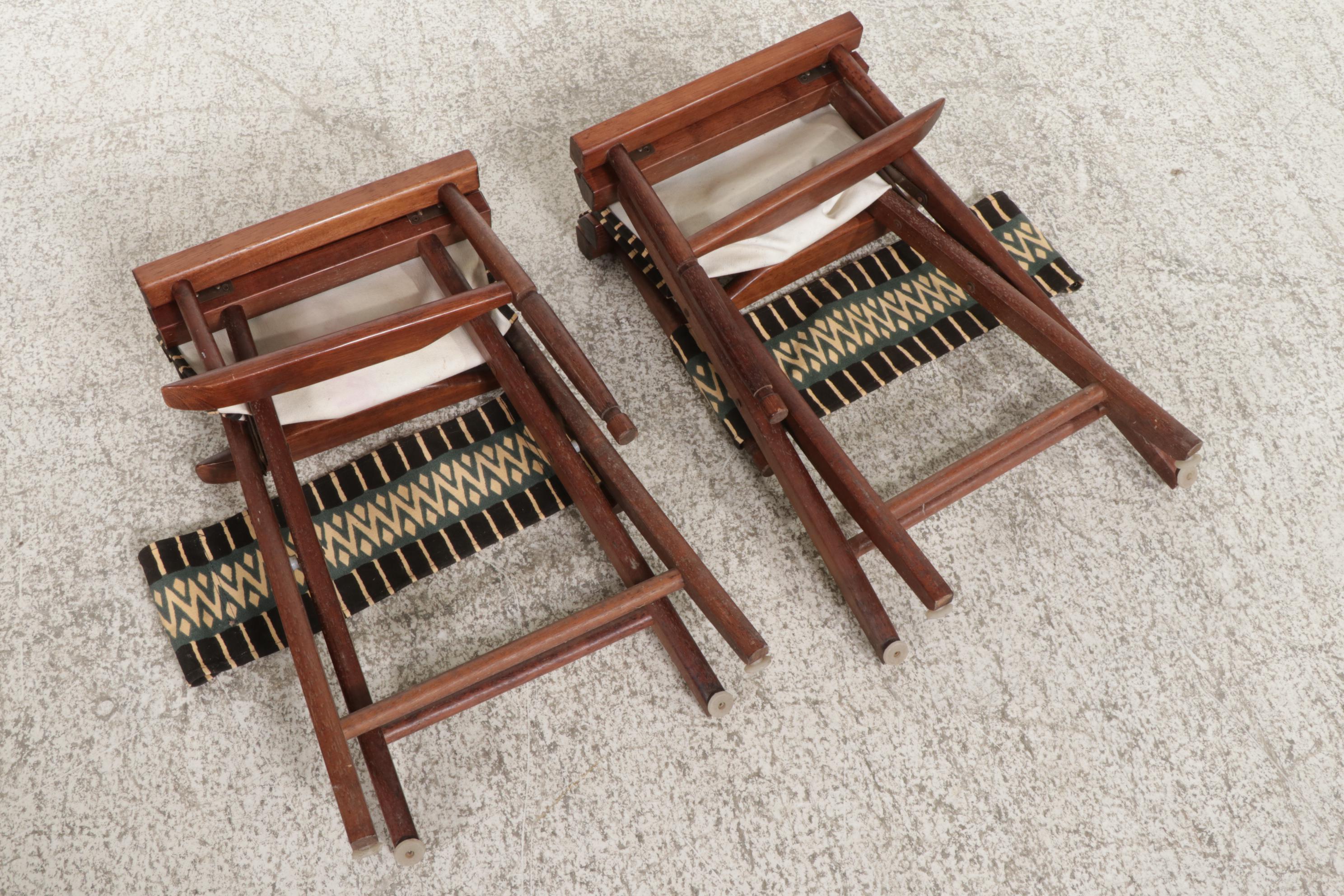 Wagon Wheel Cocktail Table with Two Southwestern Style Director's Chairs