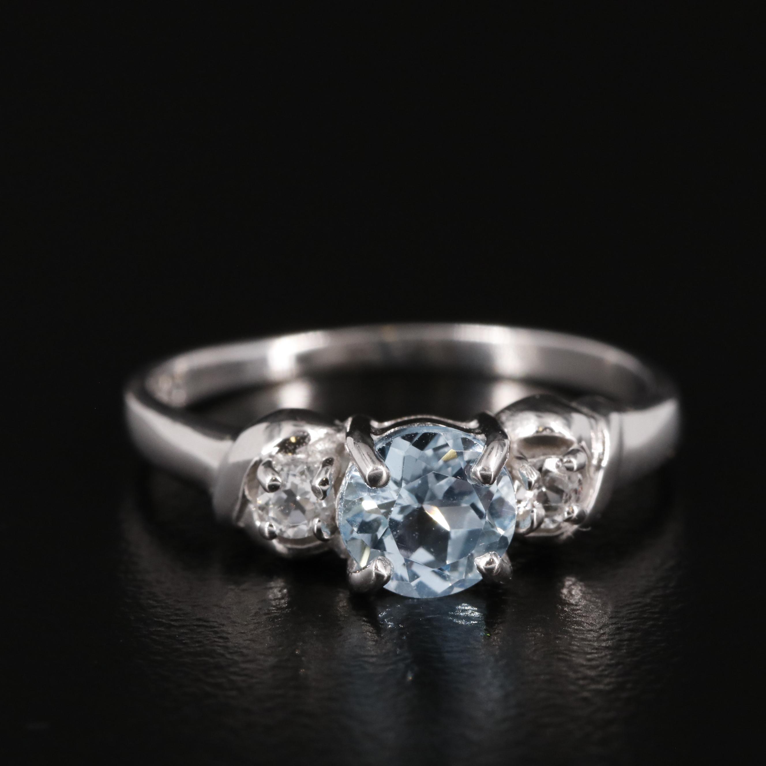 Sterling Blue and White Topaz Ring