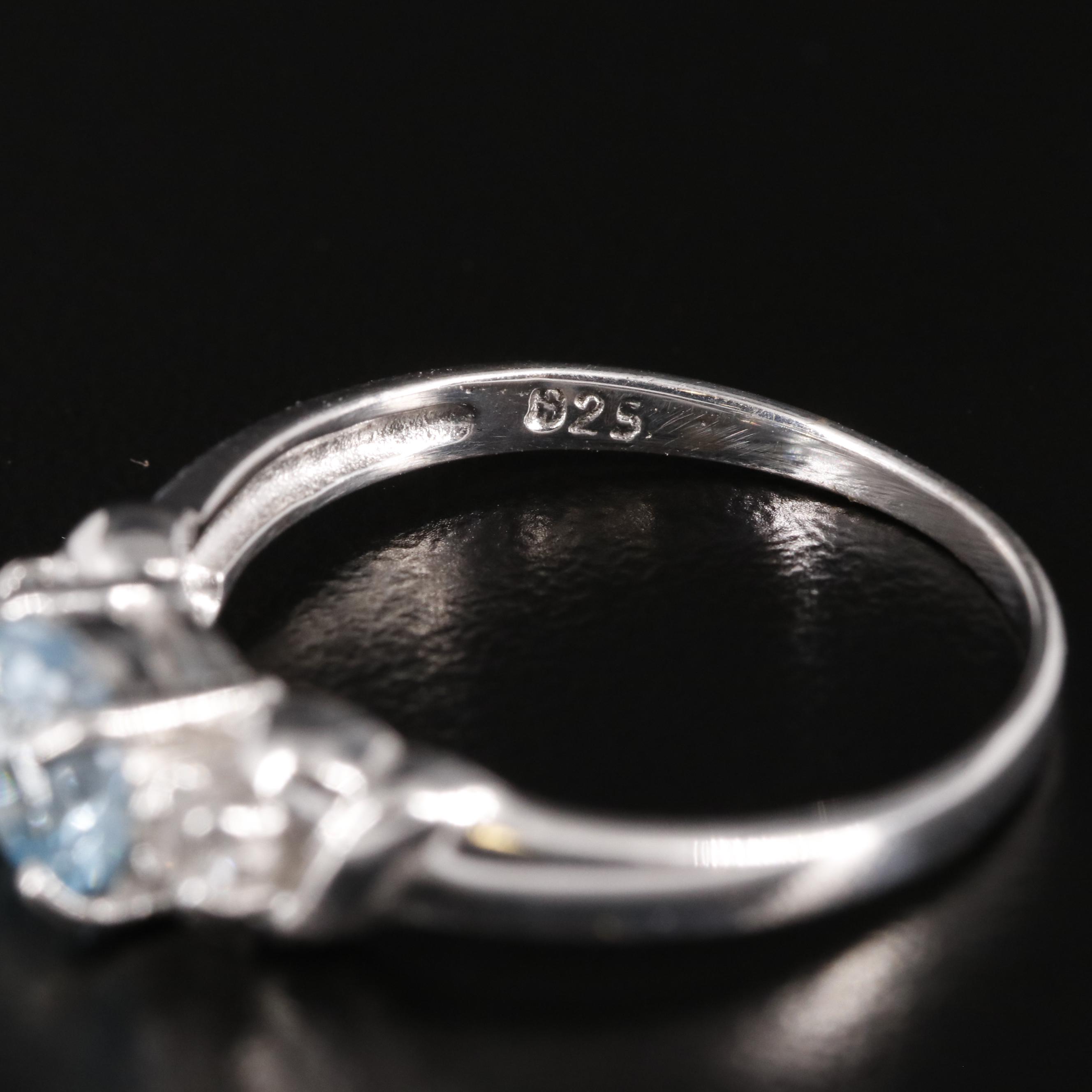 Sterling Blue and White Topaz Ring