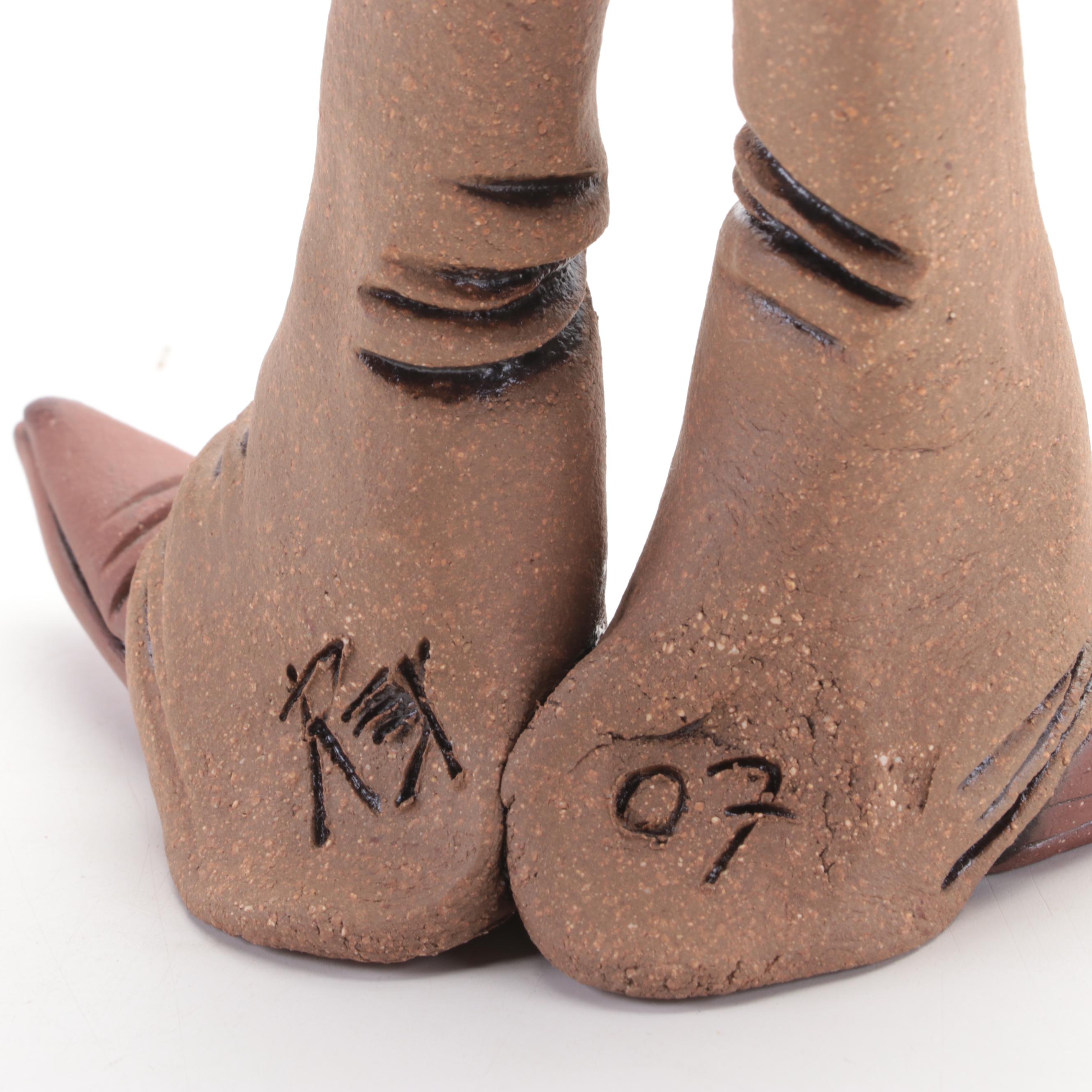 Rex Benson Signed Stoneware Cowboy Figurines