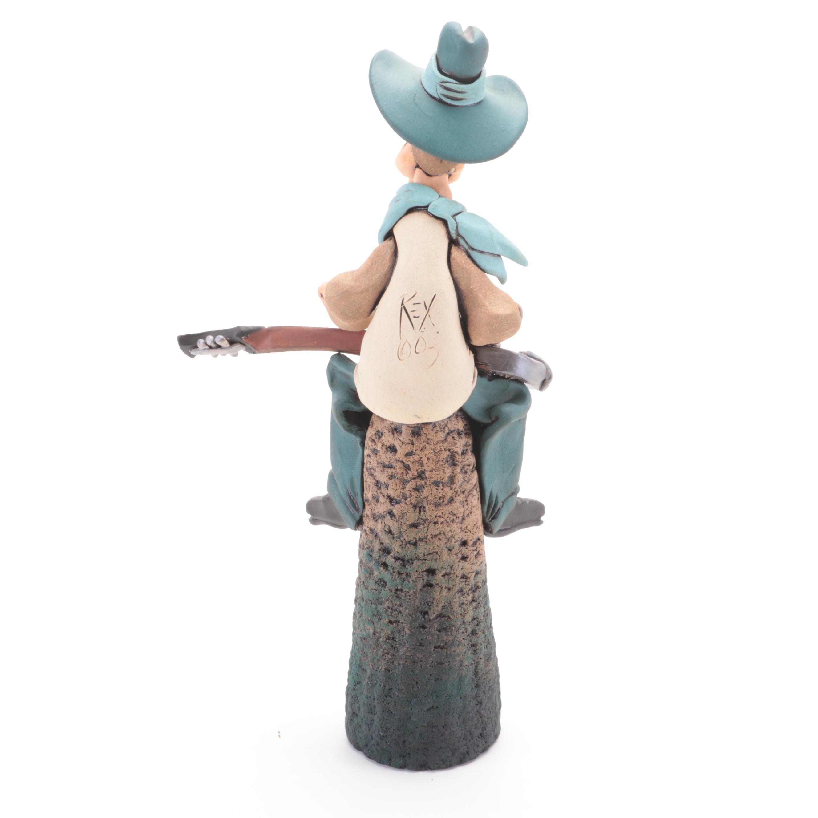 Rex Benson Signed Stoneware Cowboy Figurines