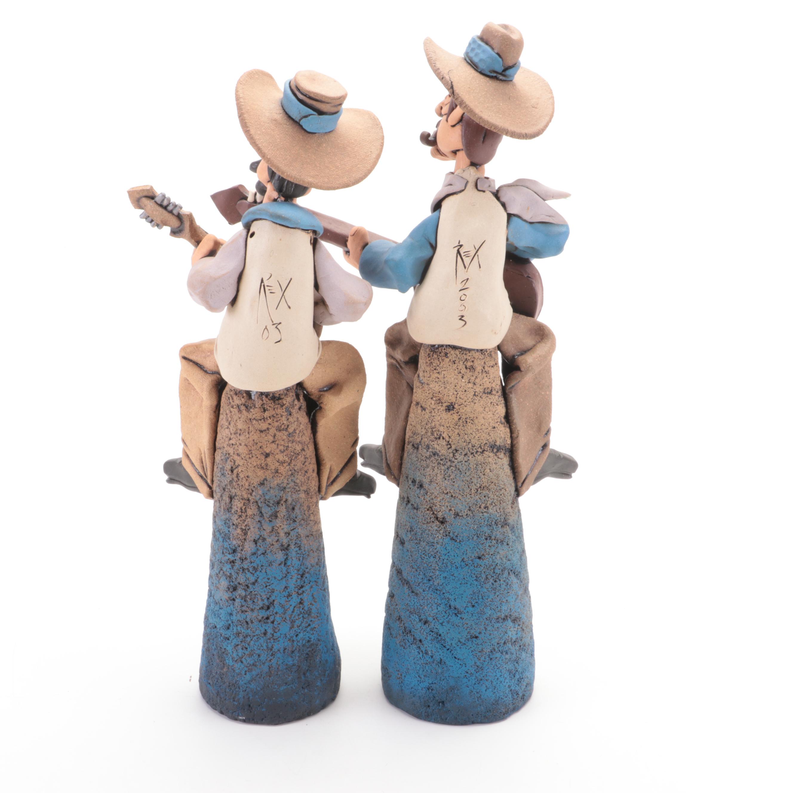 Rex Benson Signed Stoneware Cowboy Figurines