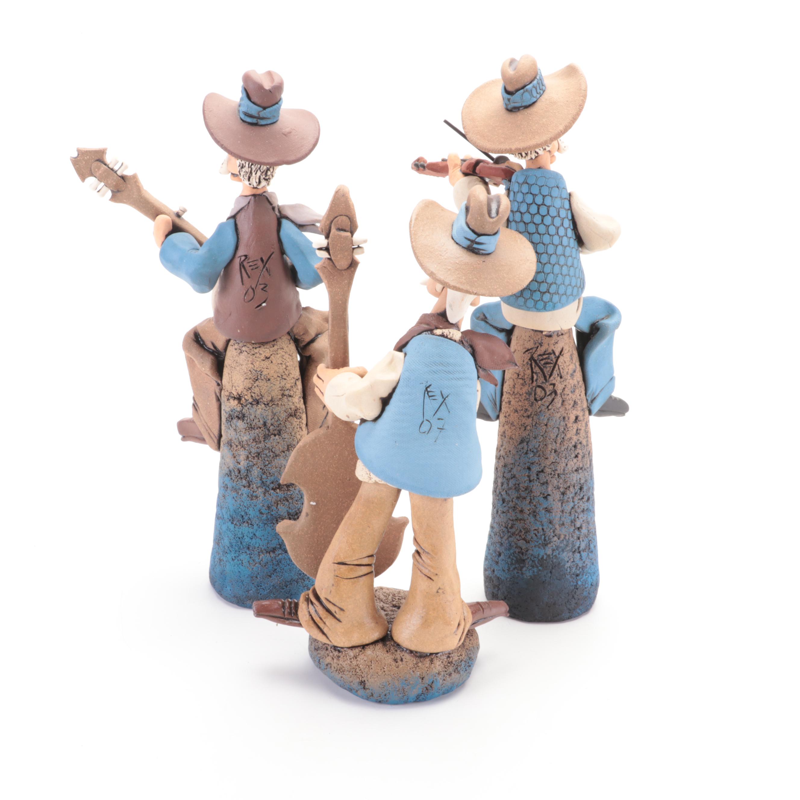 Rex Benson Signed Stoneware Cowboy Figurines