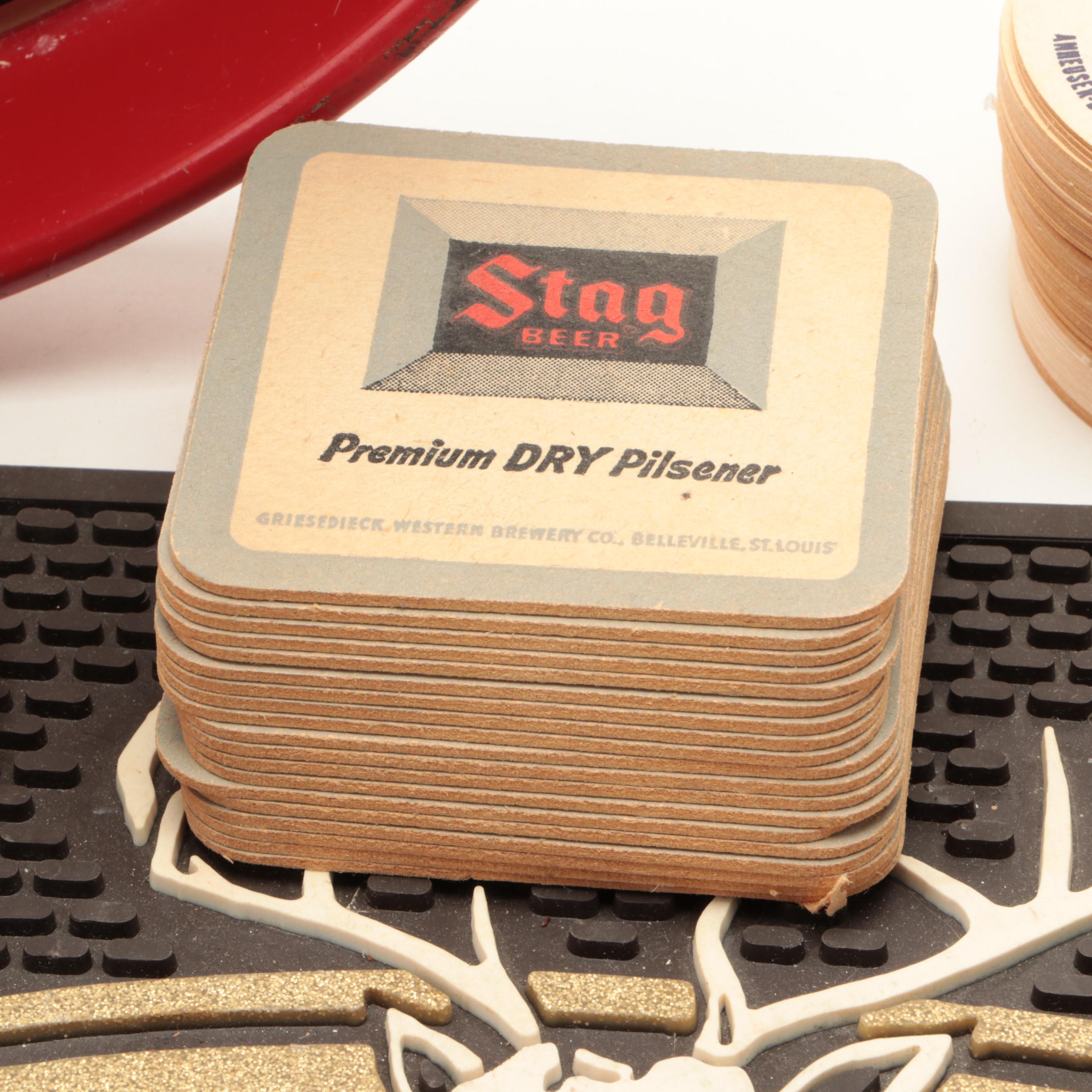 Budweiser Tray with Other Beer and Bar Accessories