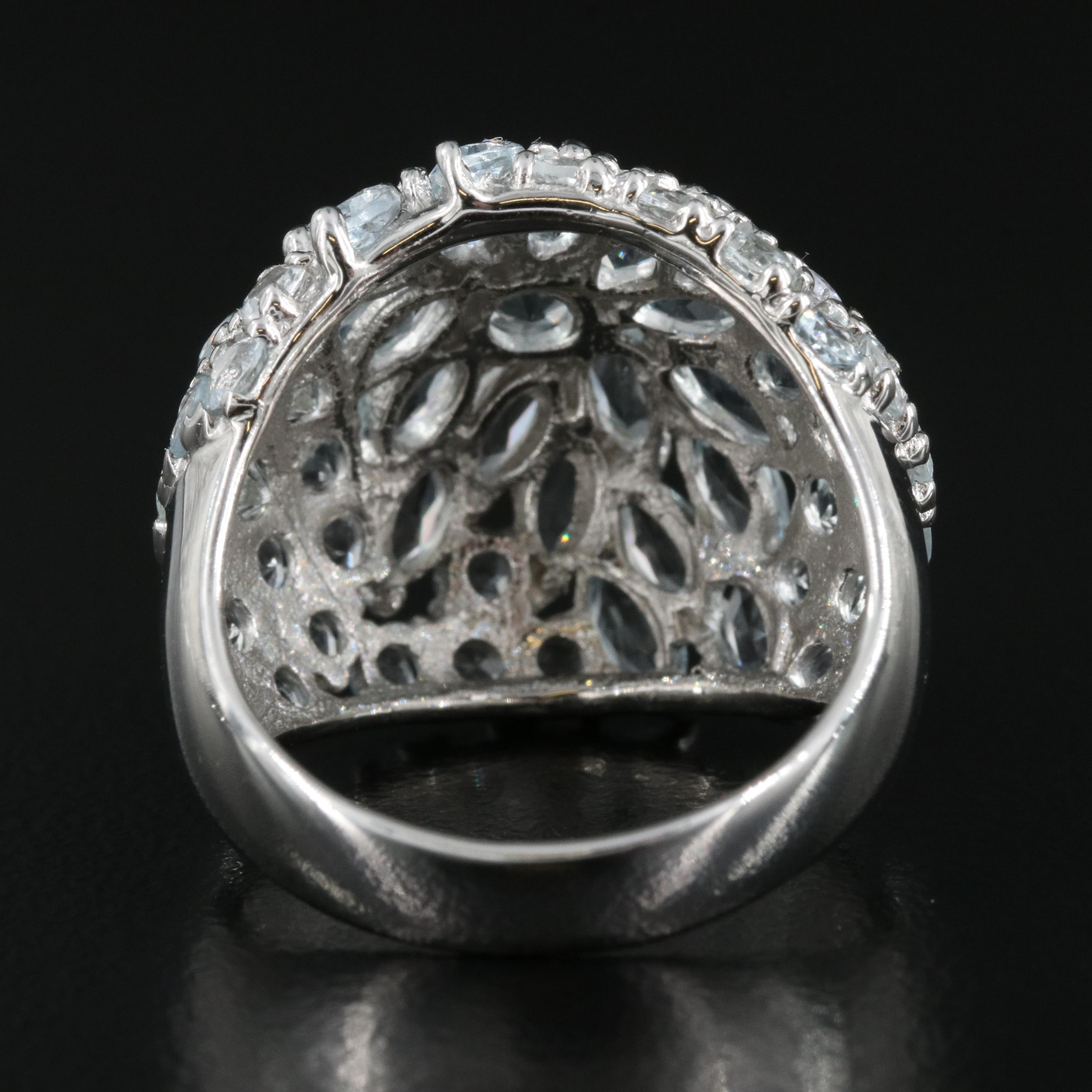 Sterling Aquamarine and Tanzanite Ring