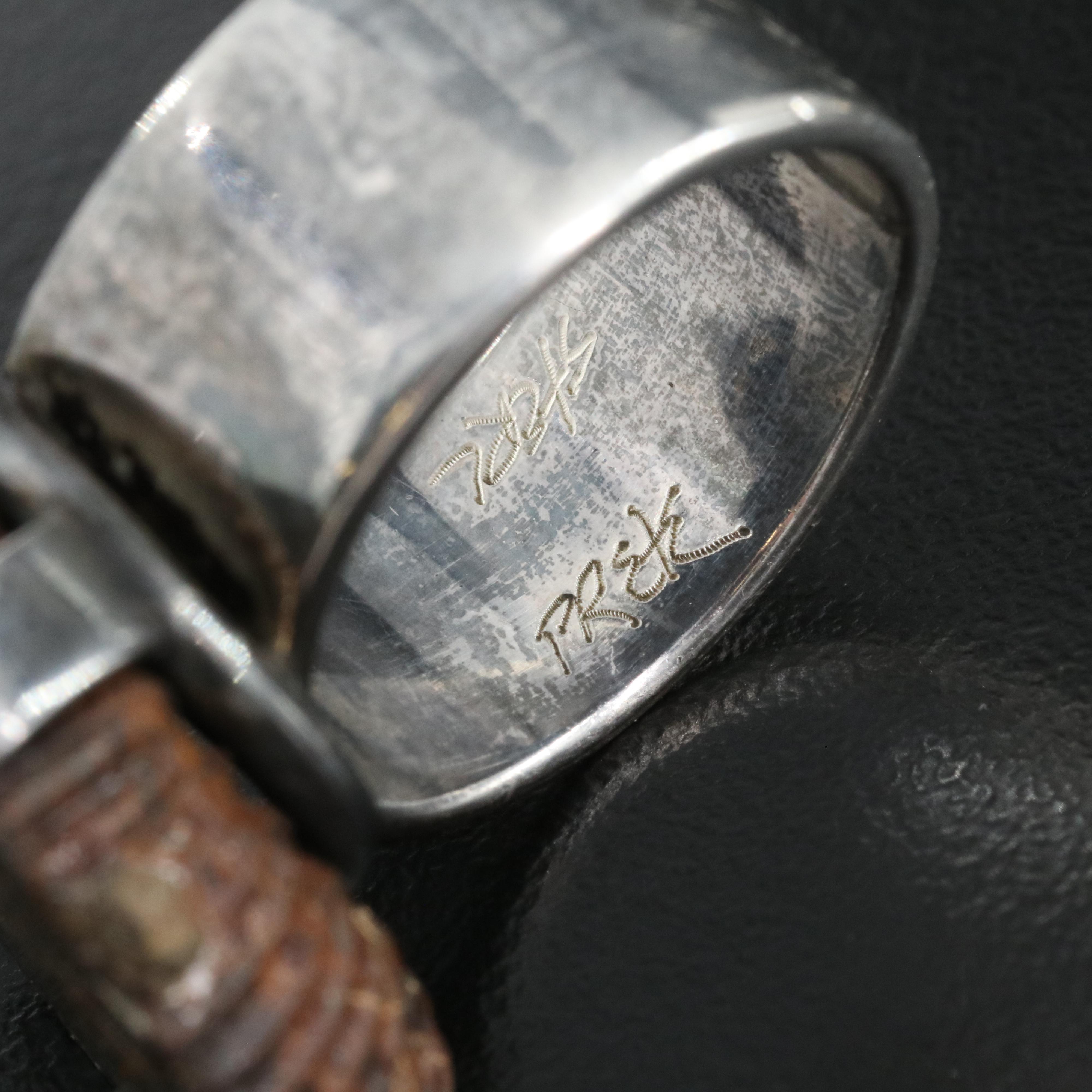 Sterling Ring and Pendant Including Agate and Ammonite