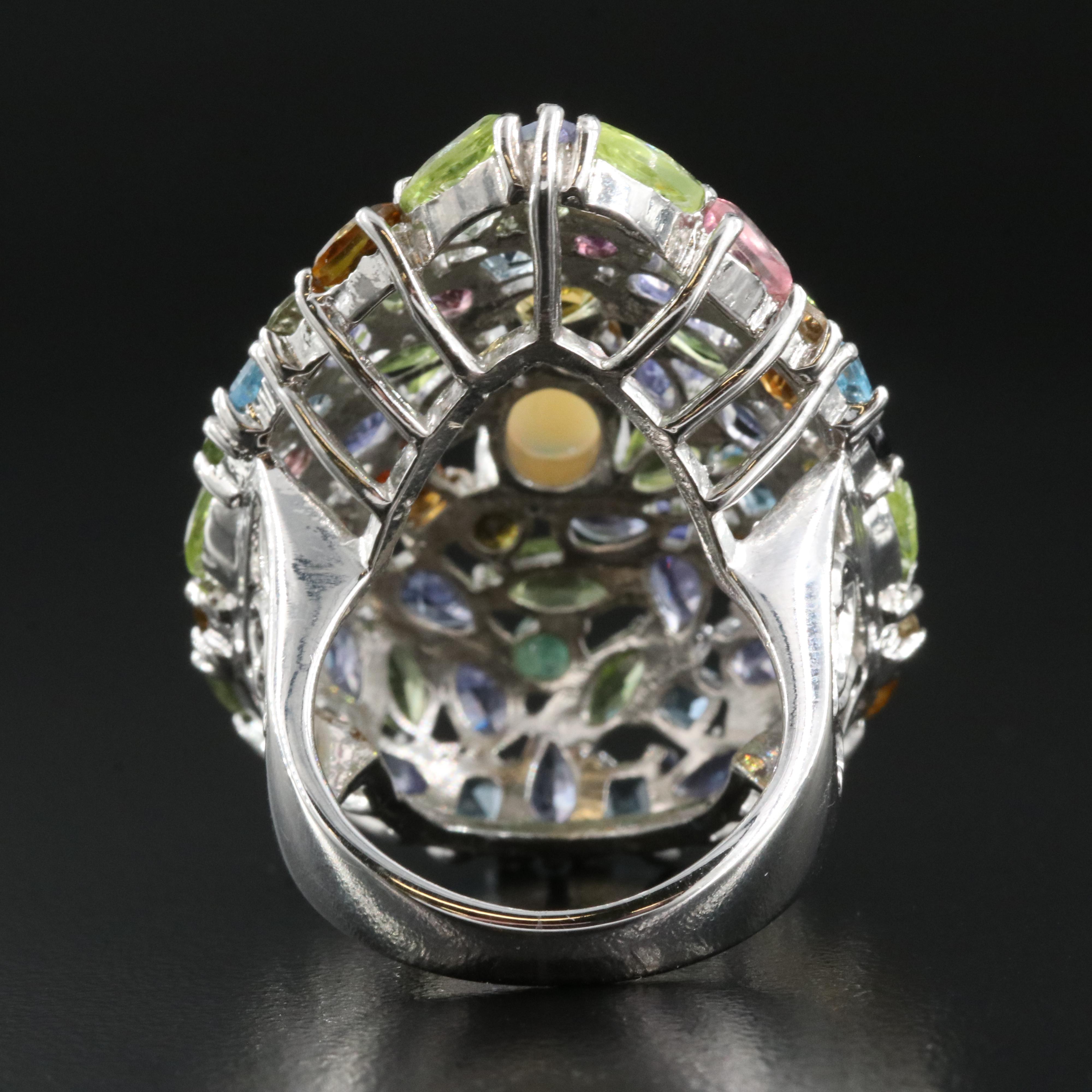 Sterling Ring Including Opal, Peridot and Tourmaline