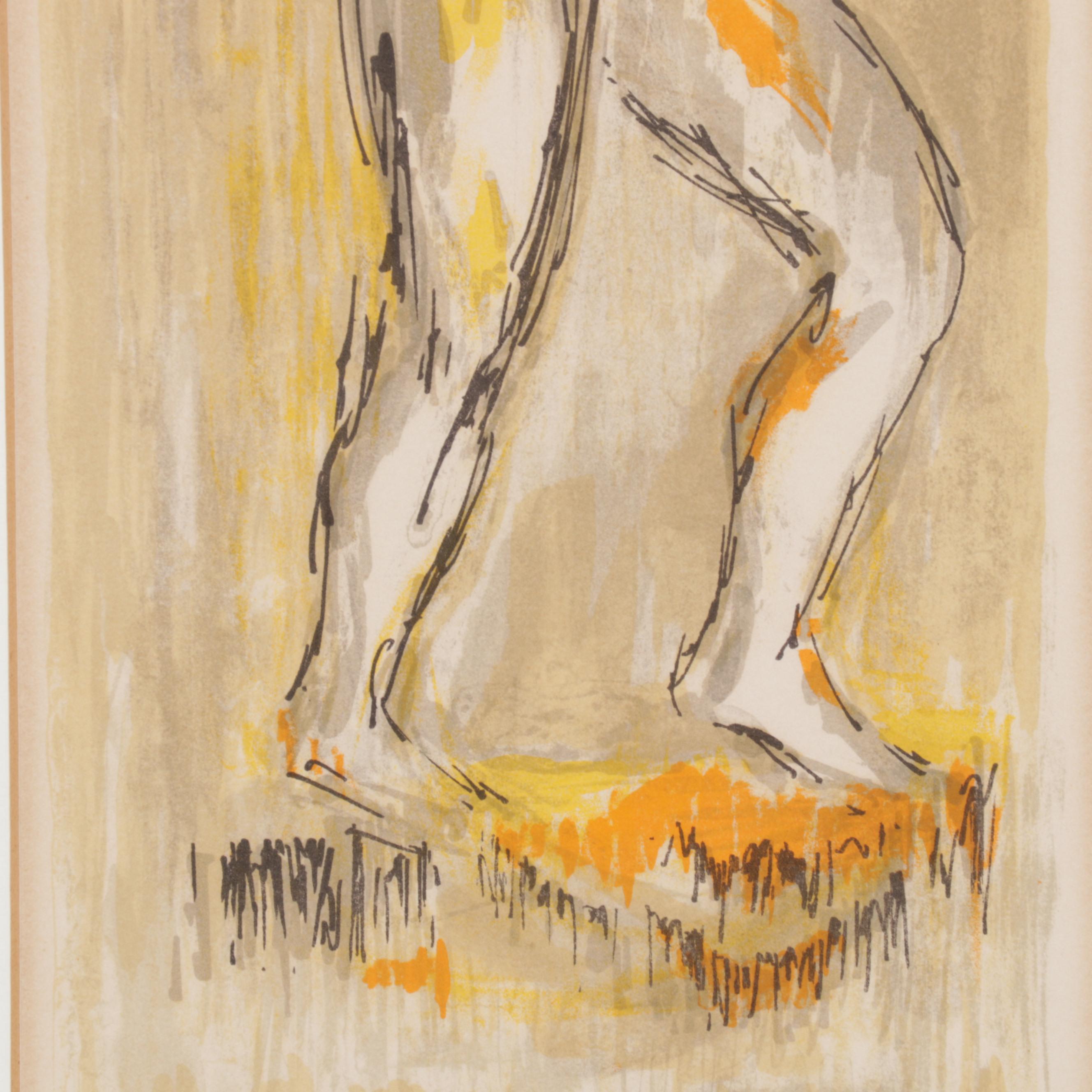 Madeleine Scellier Color Lithograph "Ballerina," Late 20th Century