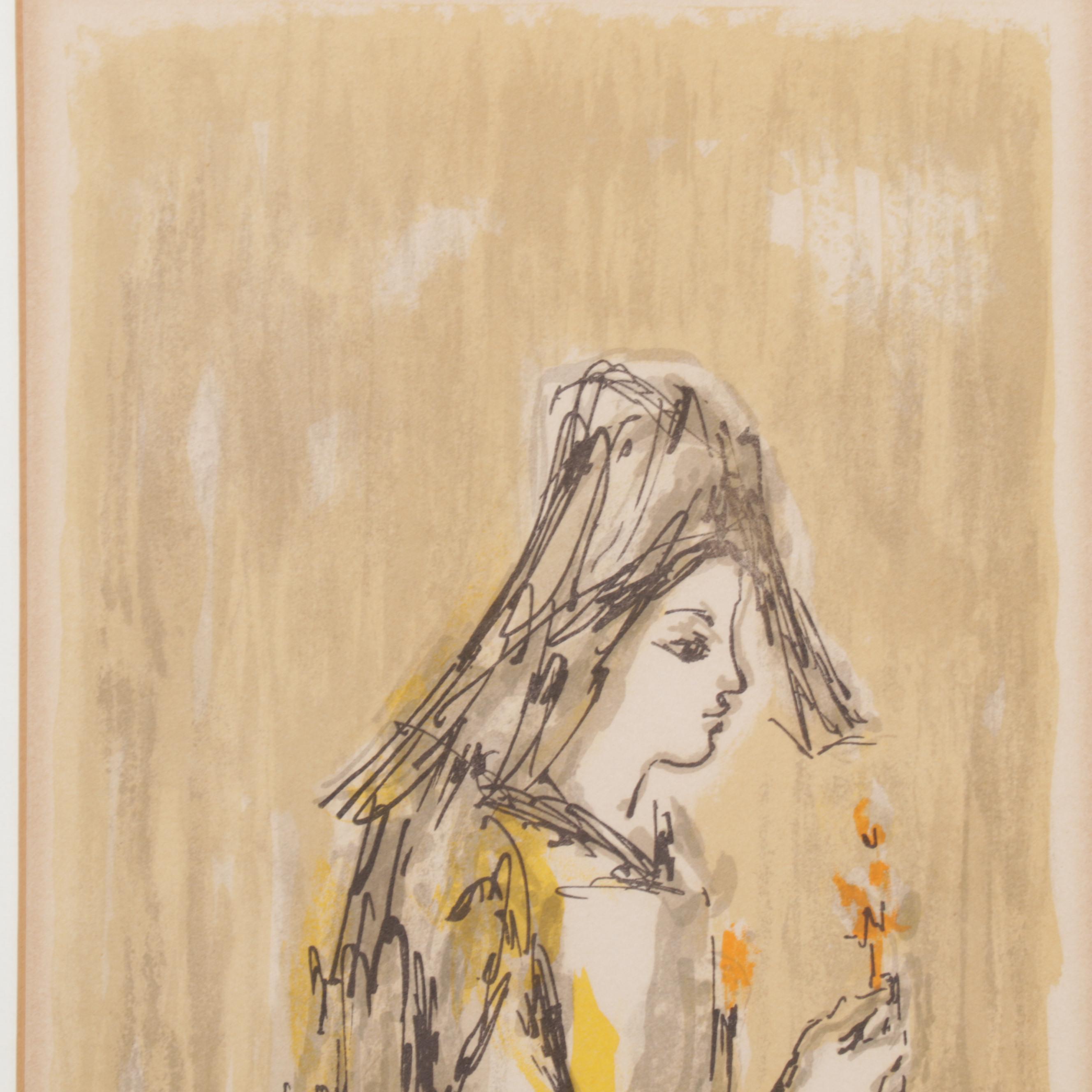 Madeleine Scellier Color Lithograph "Ballerina," Late 20th Century