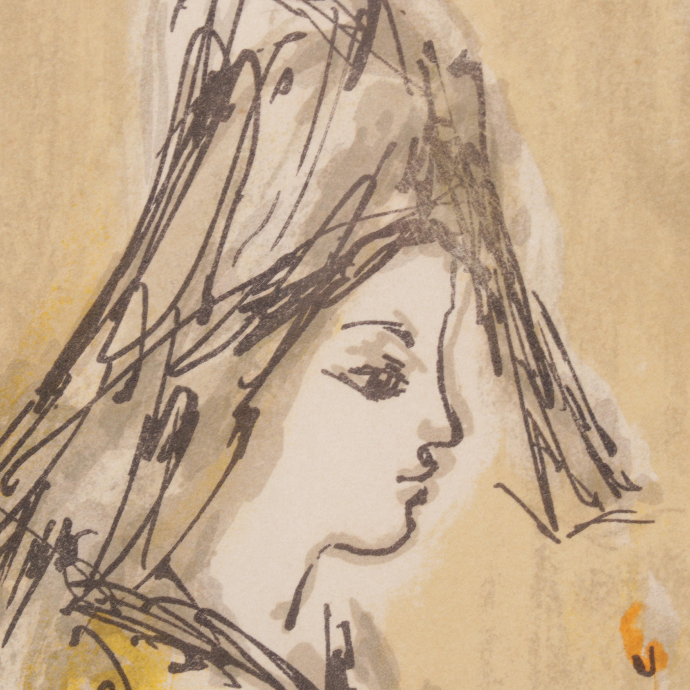 Madeleine Scellier Color Lithograph "Ballerina," Late 20th Century