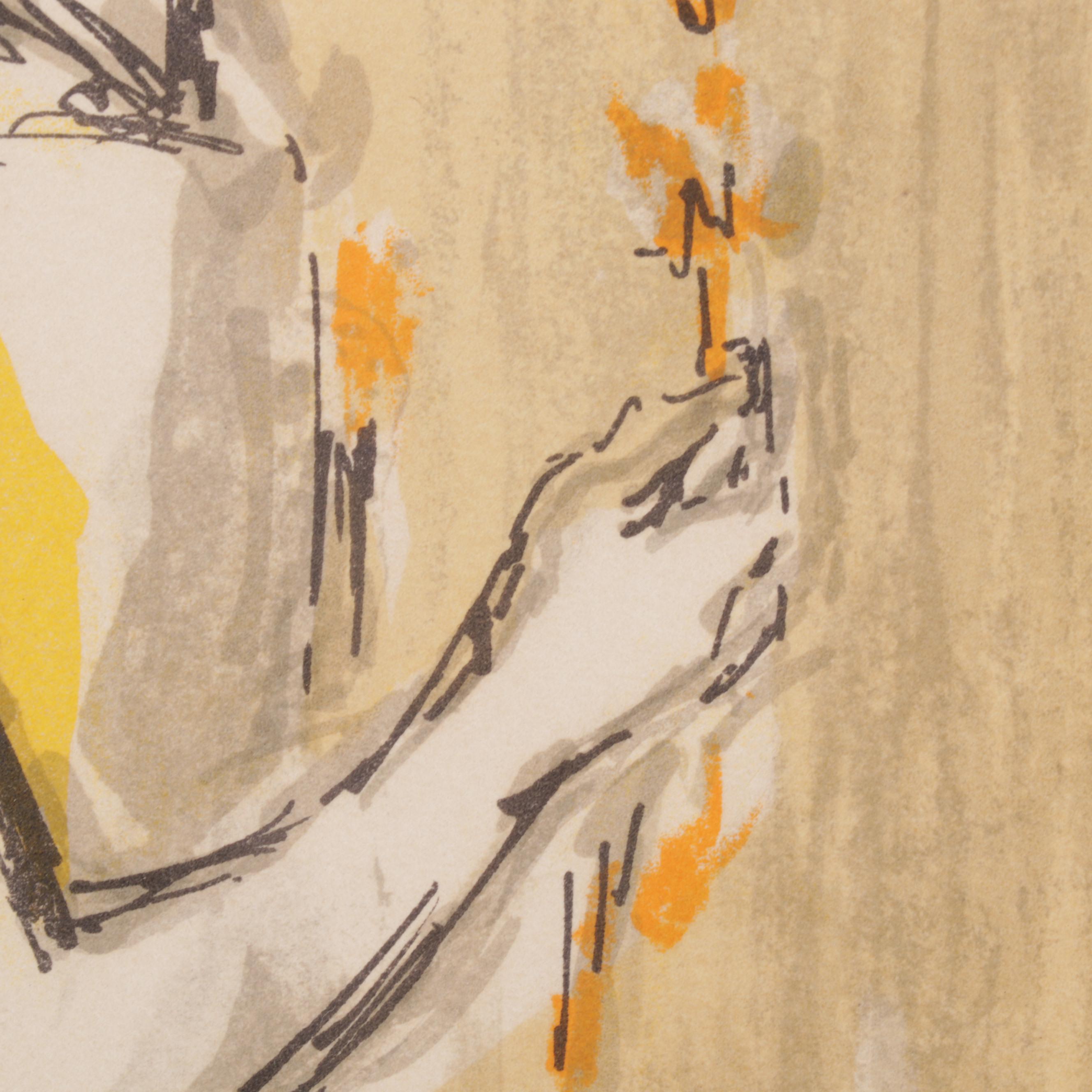 Madeleine Scellier Color Lithograph "Ballerina," Late 20th Century