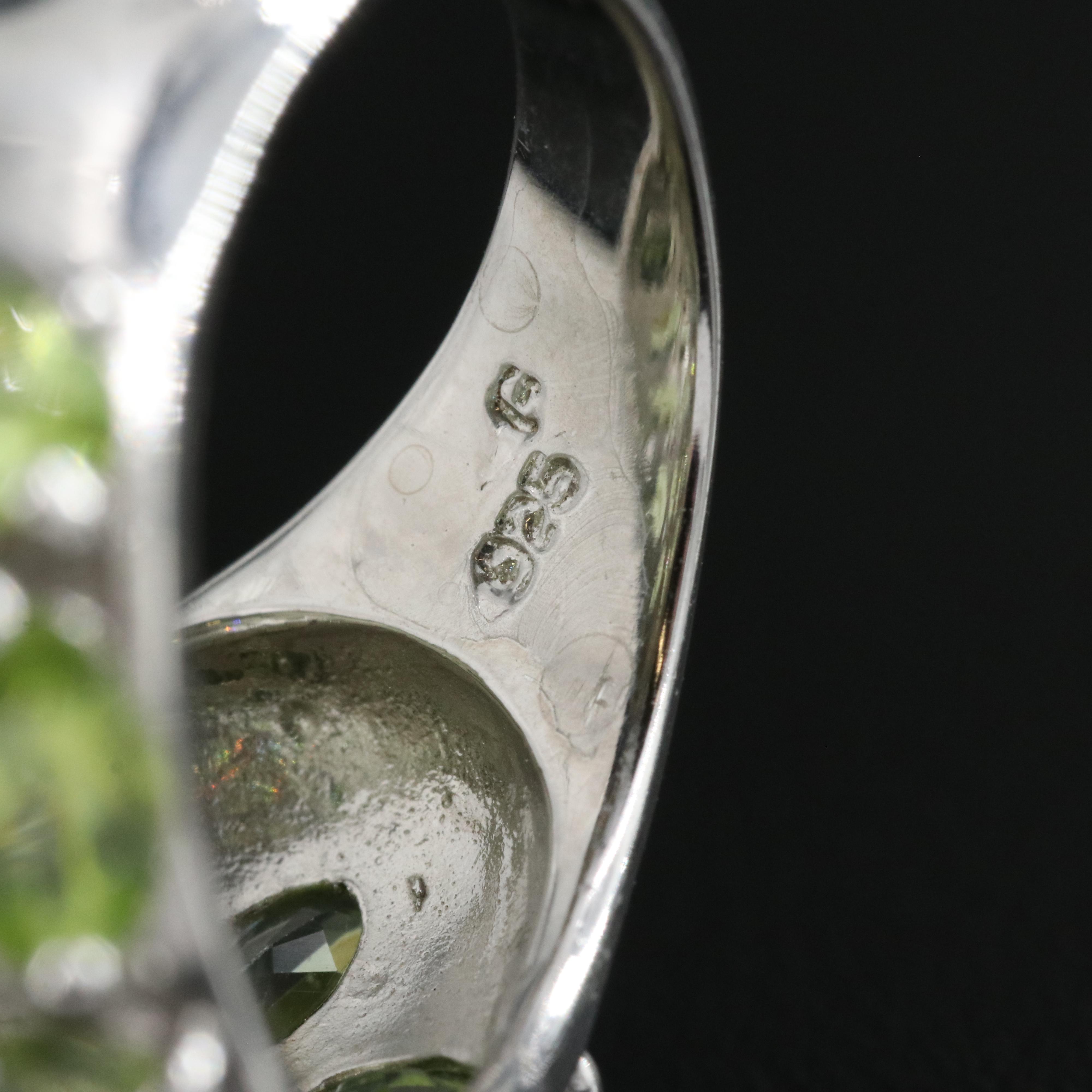 Sterling Peridot, Garnet and Tanzanite Floral Ring