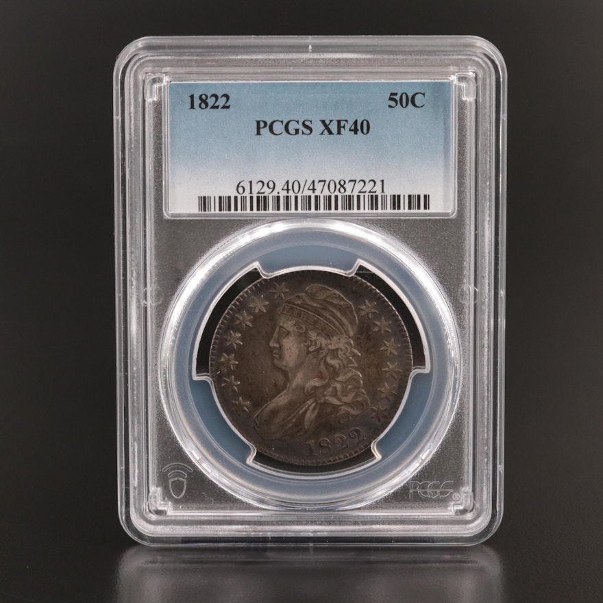 PCGS Graded XF40 1822 Capped Bust Silver Half Dollar