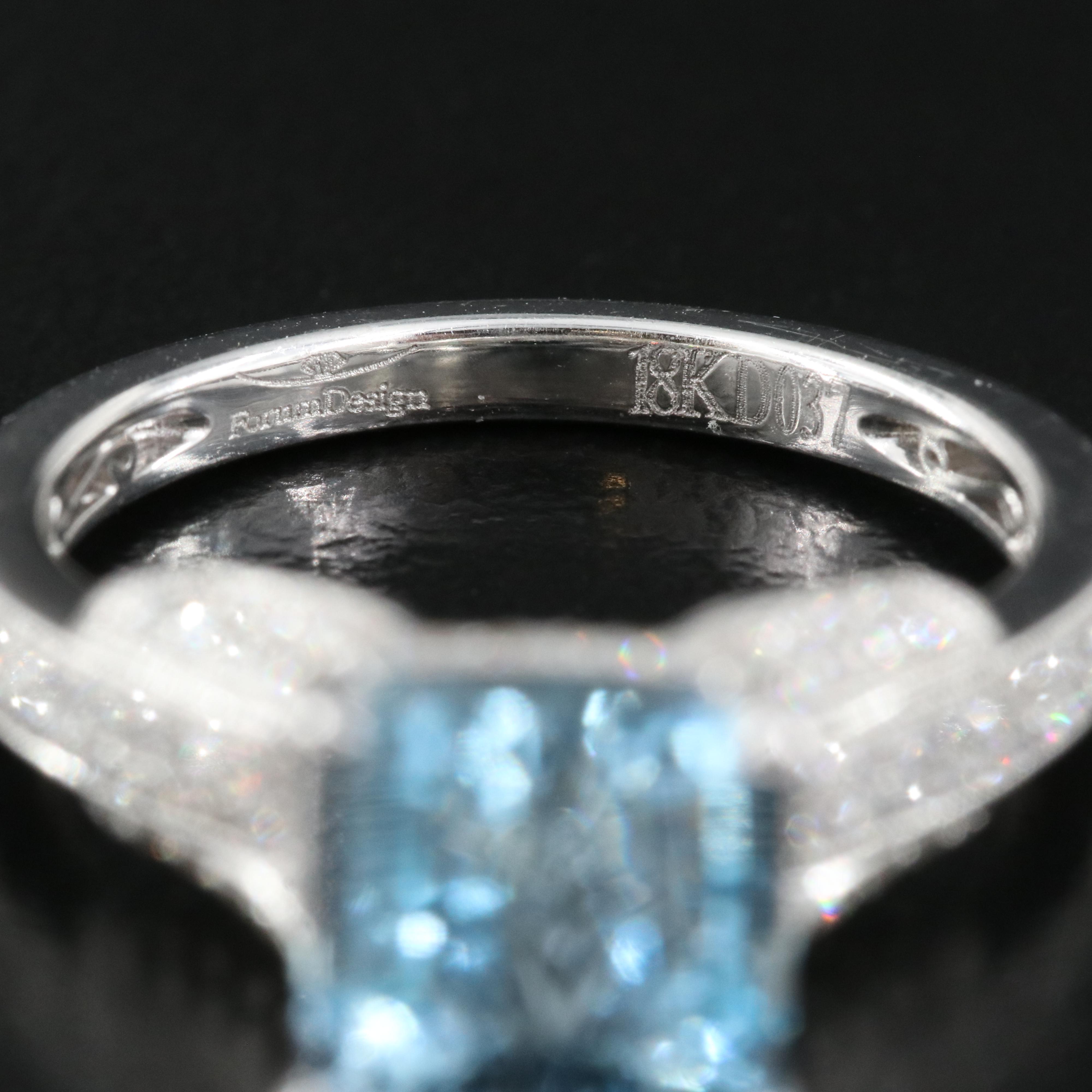 18K 2.22 CT Aquamarine and Diamond Ring with GIA Report