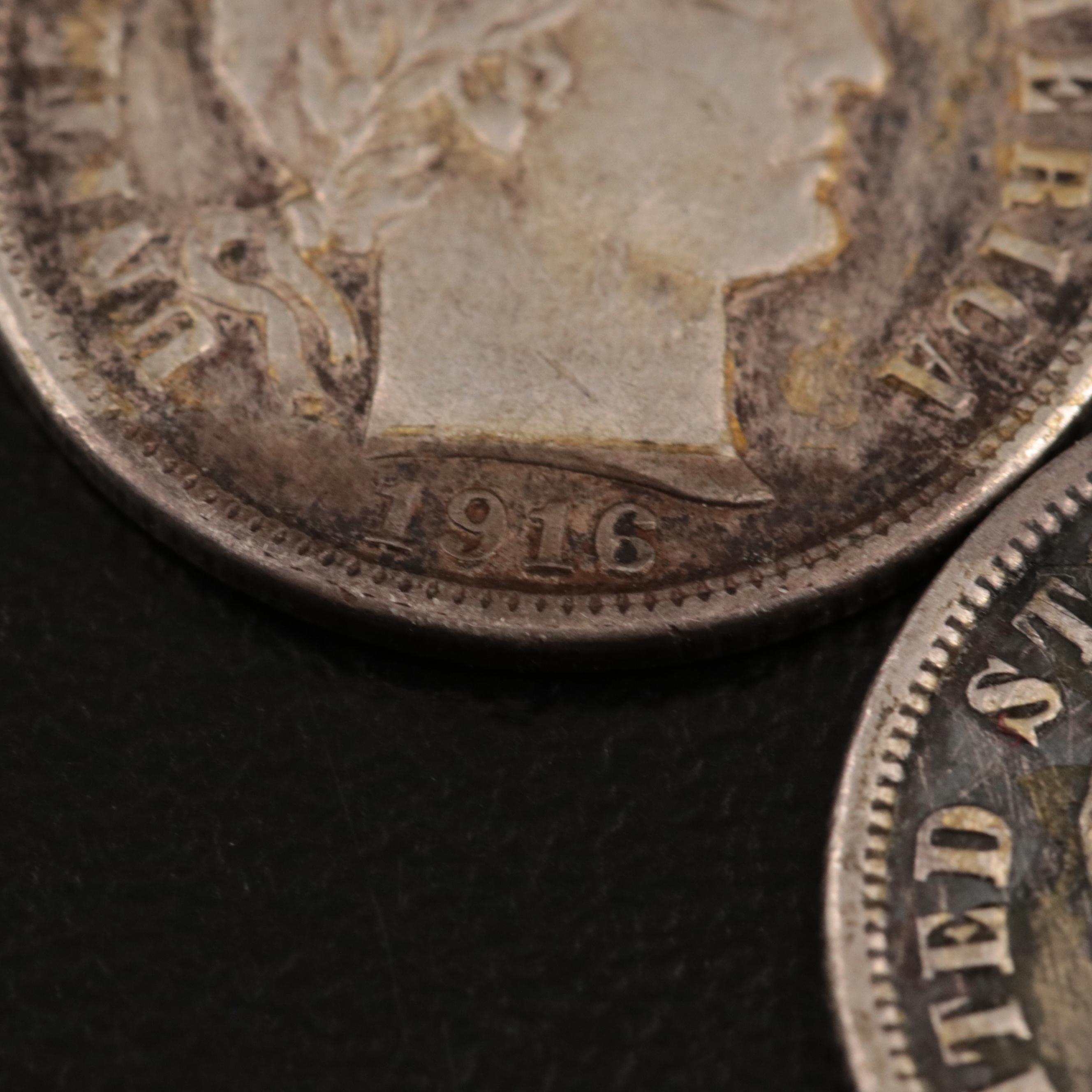 Seven Barber Silver Type Coins