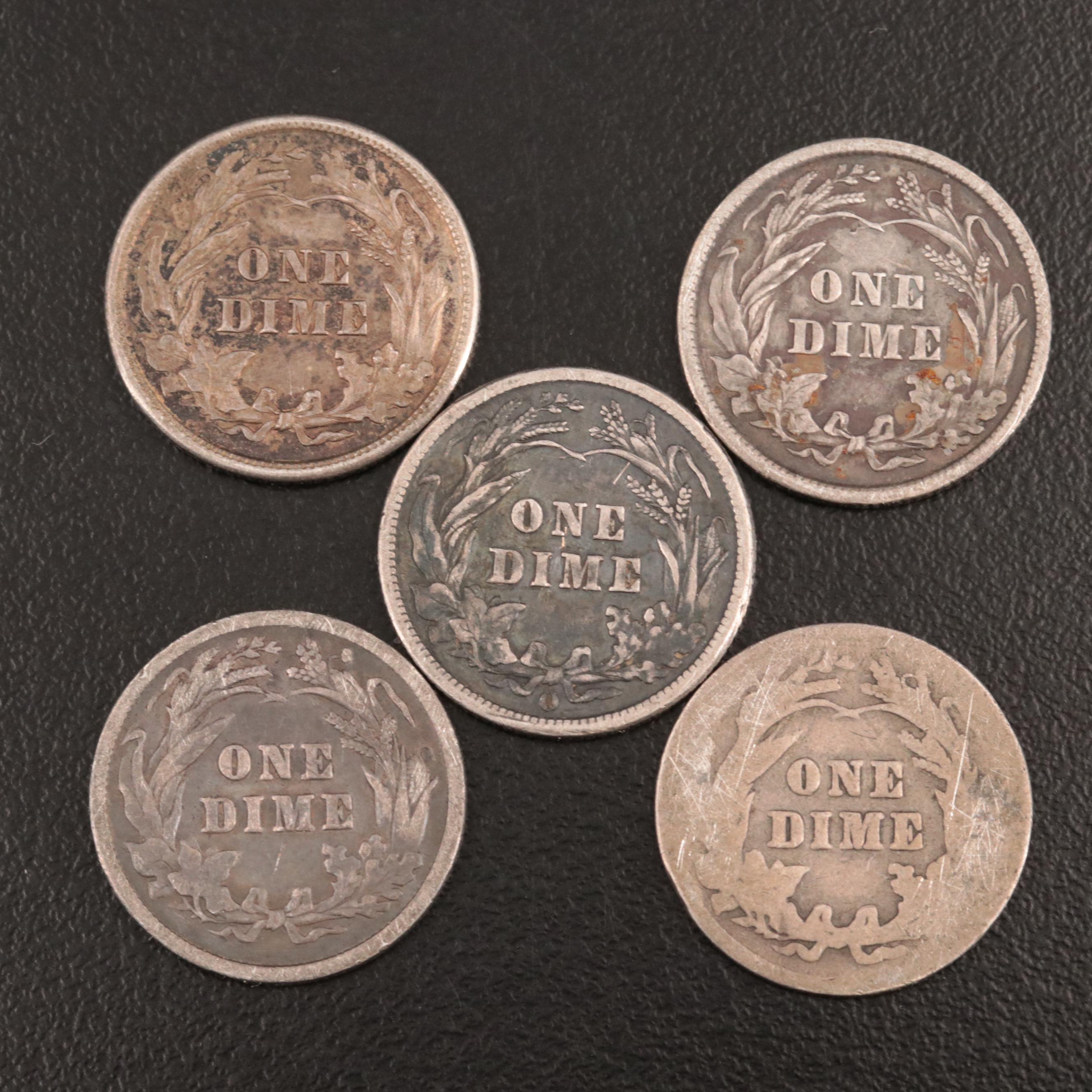 Seven Barber Silver Type Coins
