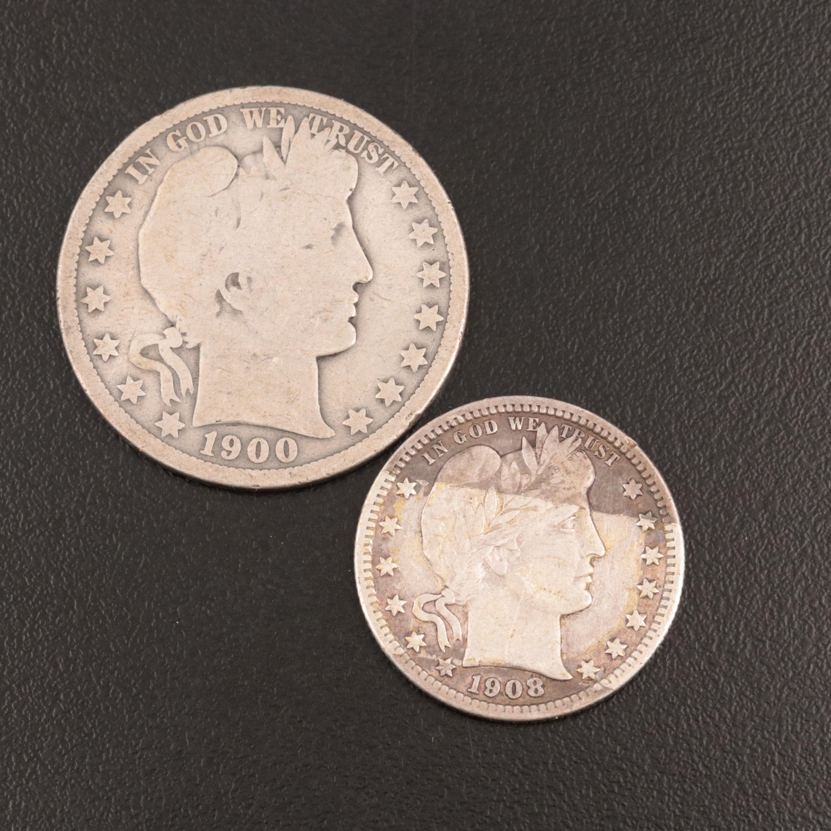 Seven Barber Silver Type Coins