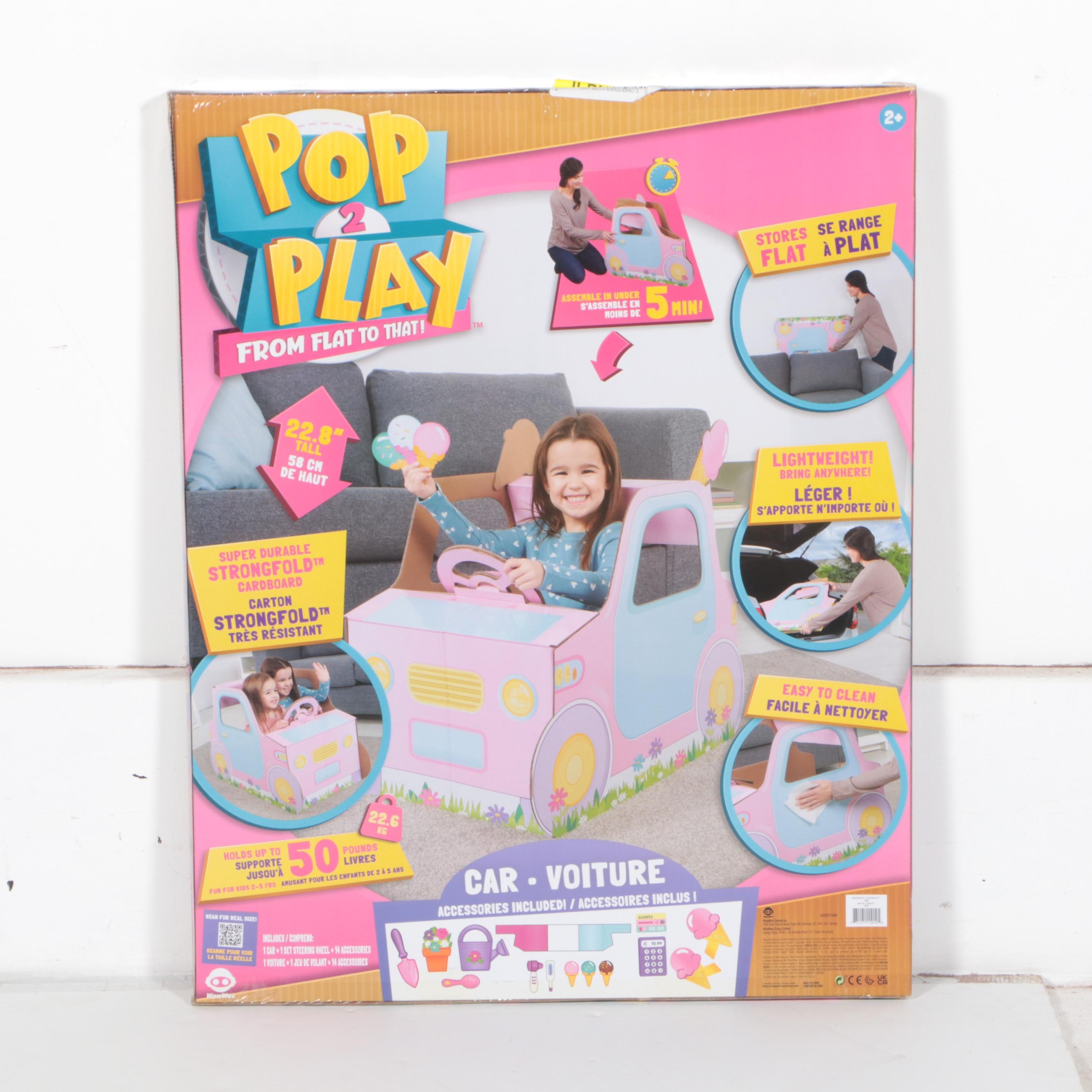 WowWee Pop 2 Play Strongfold Cardboard Pink Toy Car