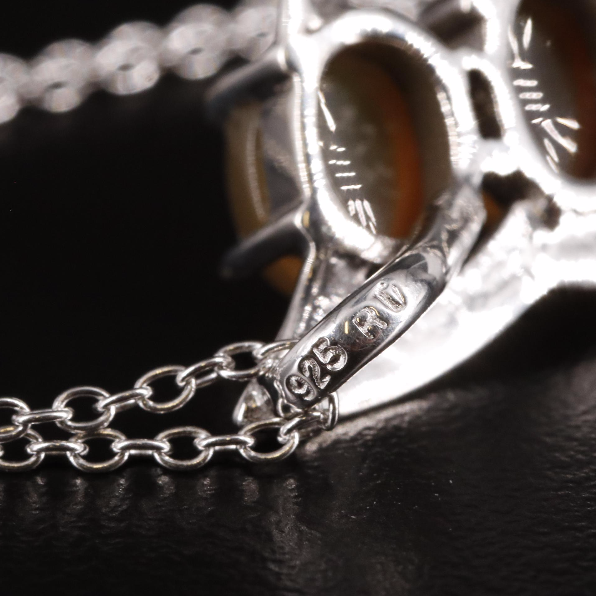 Sterling Moonstone and Cubic Zirconia Pendant Necklace