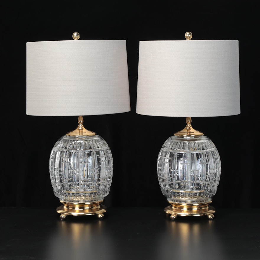 Waterford Crystal and Brass Table Lamps, 21st Century